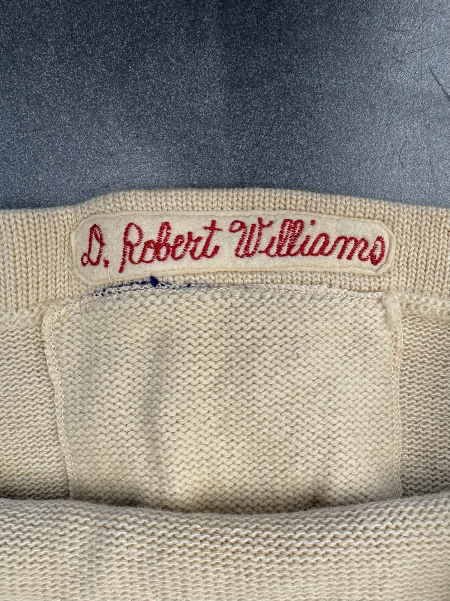 1940'S COLLEGE FOOTBALL 'W' PATCH CARDIGAN SWEATER (LOWE & CAMPBELL ATHLETIC GOODS CO TAG)