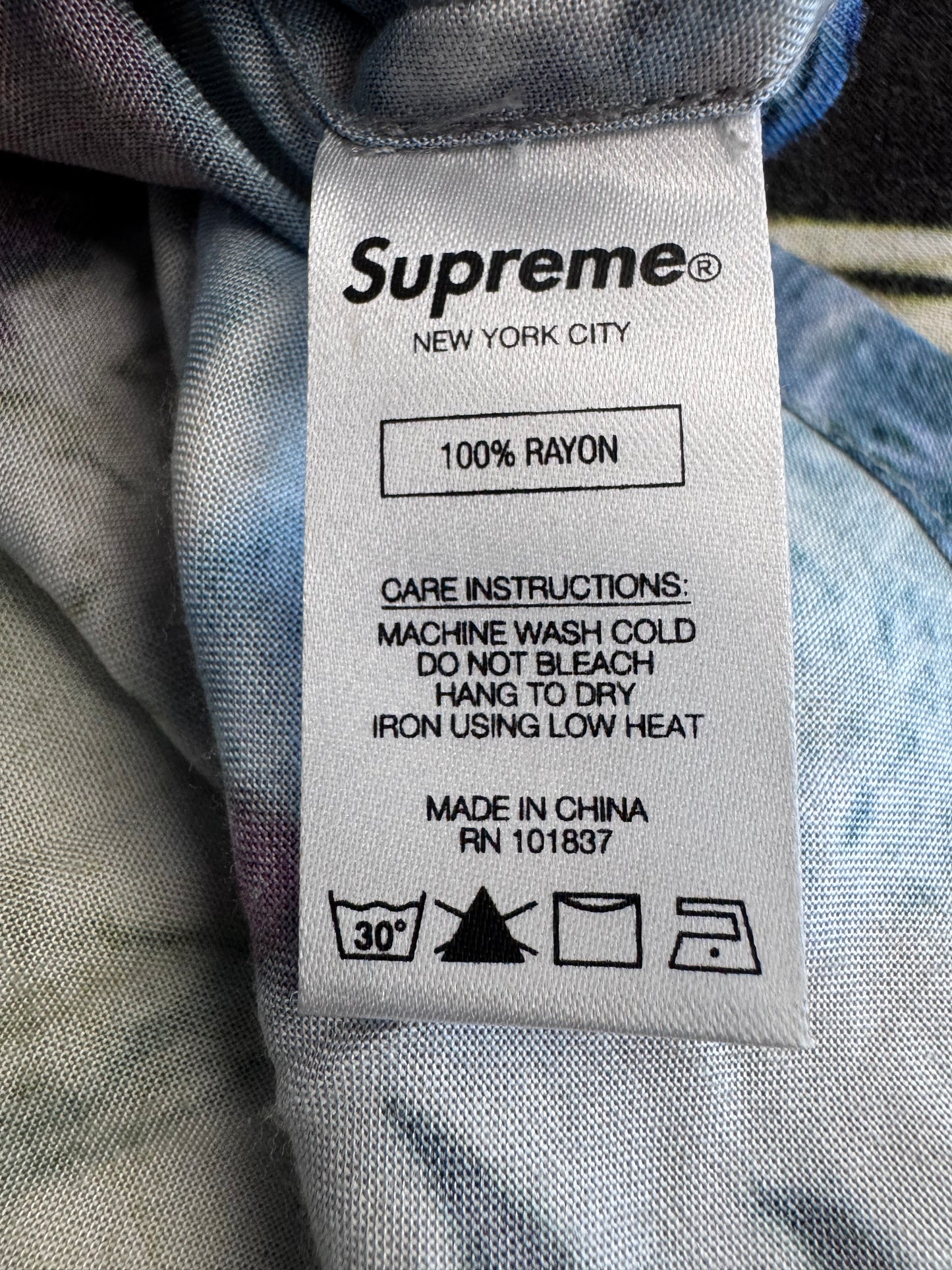 FW18 SUPREME X MIKE KELLY "MORE LOVE HOURS THAN CAN EVER BE REPAID RAYON SHIRT