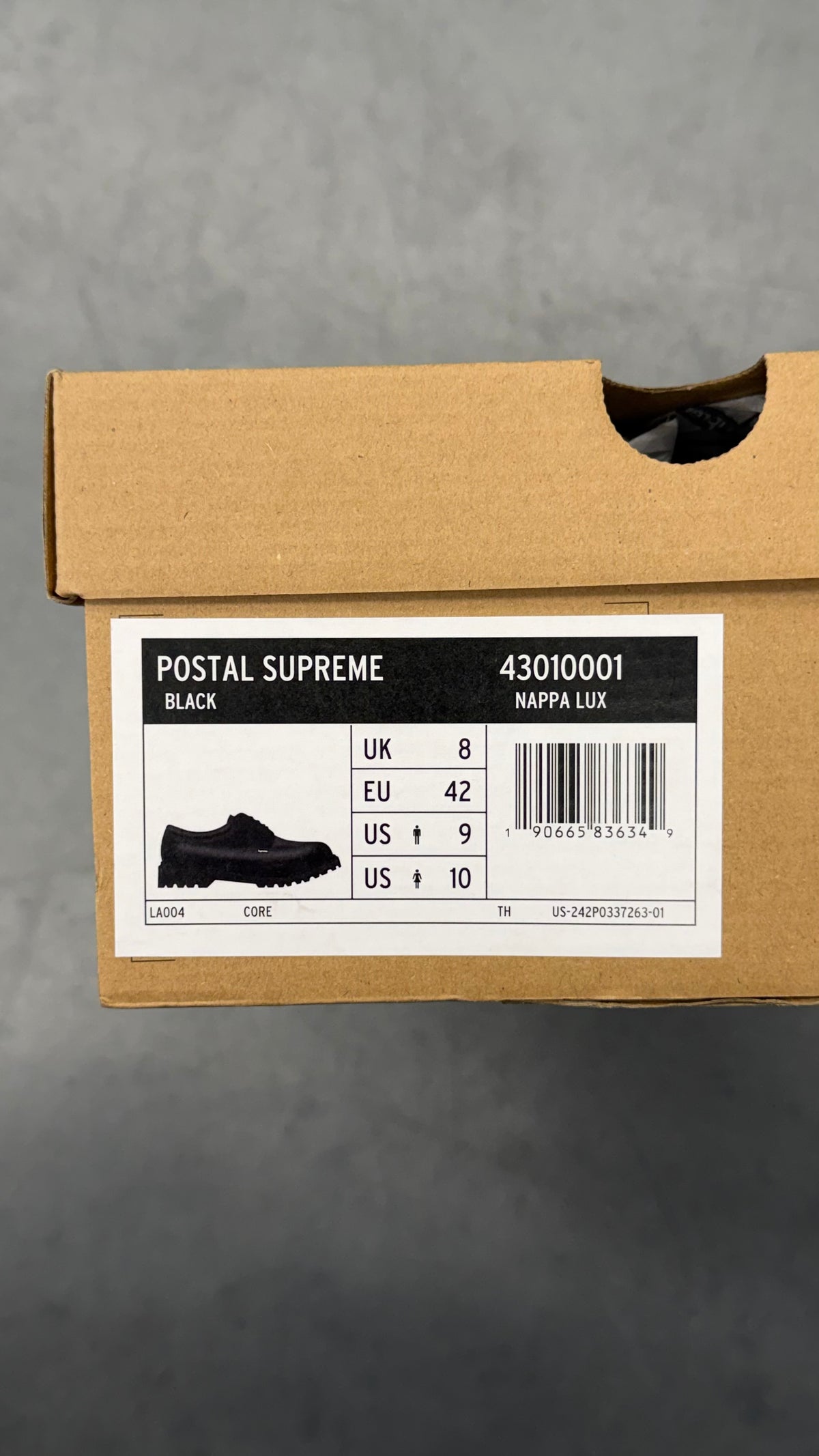 SS26 SUPREME DR. MARTENS POSTAL 4-EYE SHOE