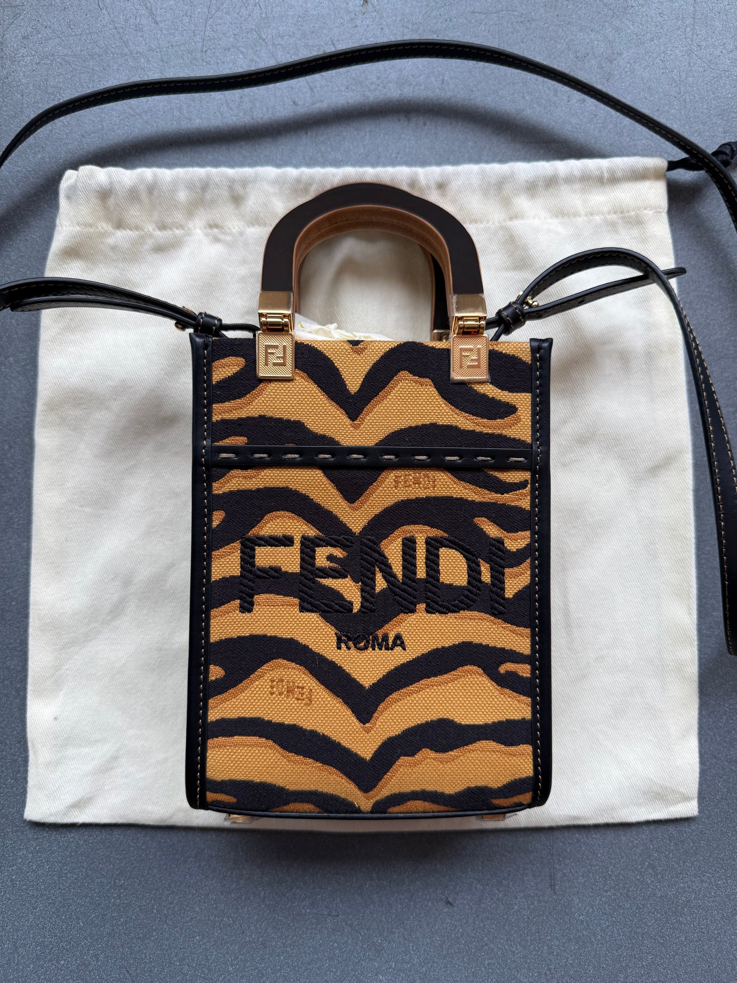 FENDI MINI SUNSHINE SHOPPER TOTE - TIGER (NEW WITH DUSTBAG) (TANIA)