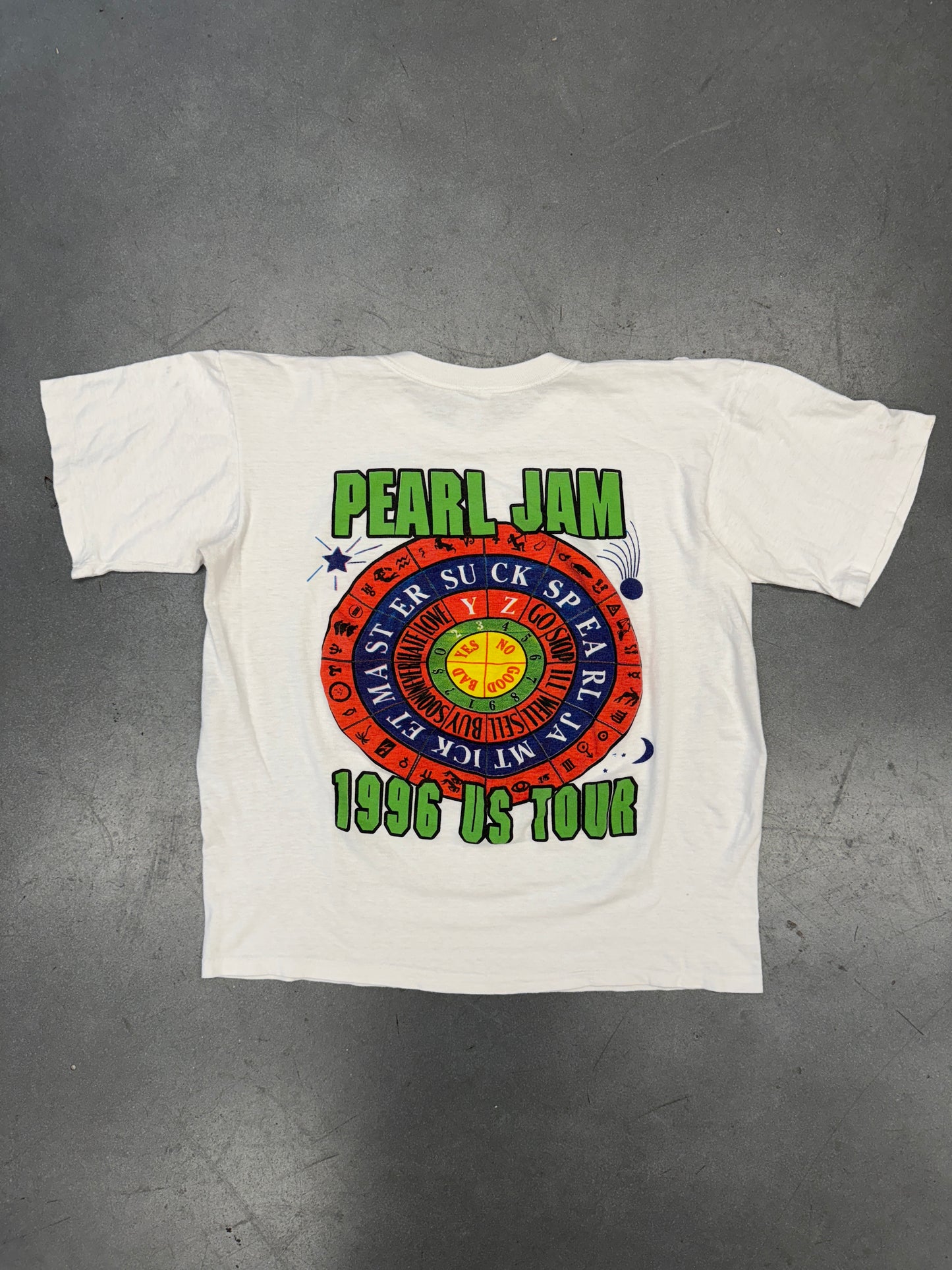 1996 PEARL JAM NO CODE TICKET MASTER SUCKS TARGET TEE (T-USA TAG)