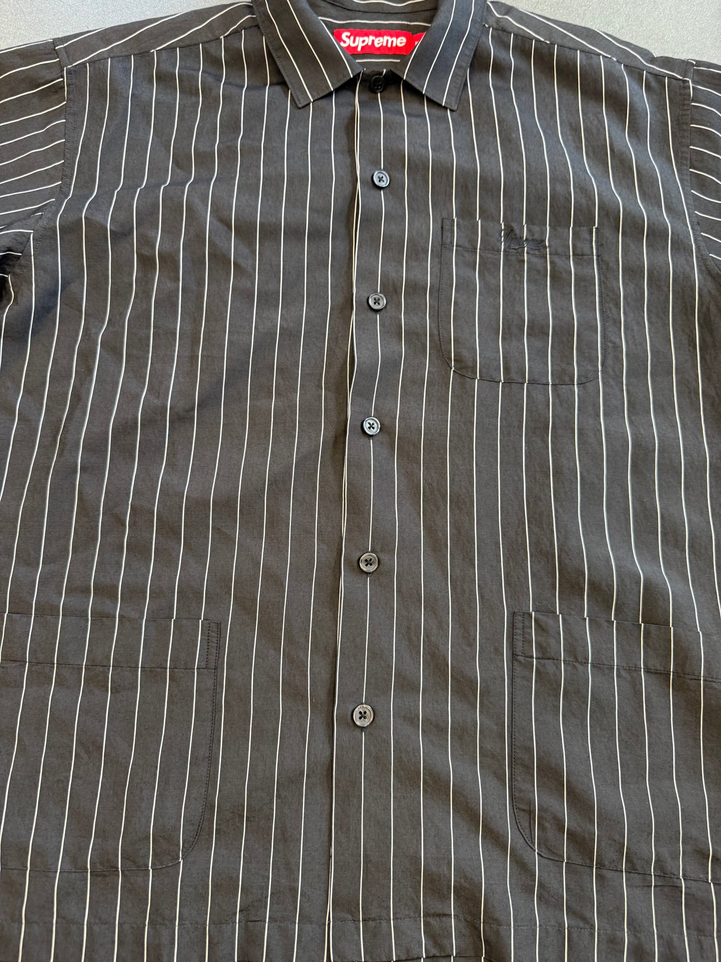 SS25 SUPREME PAJAMA STRIPE S/S WORK SHIRT - BLACK