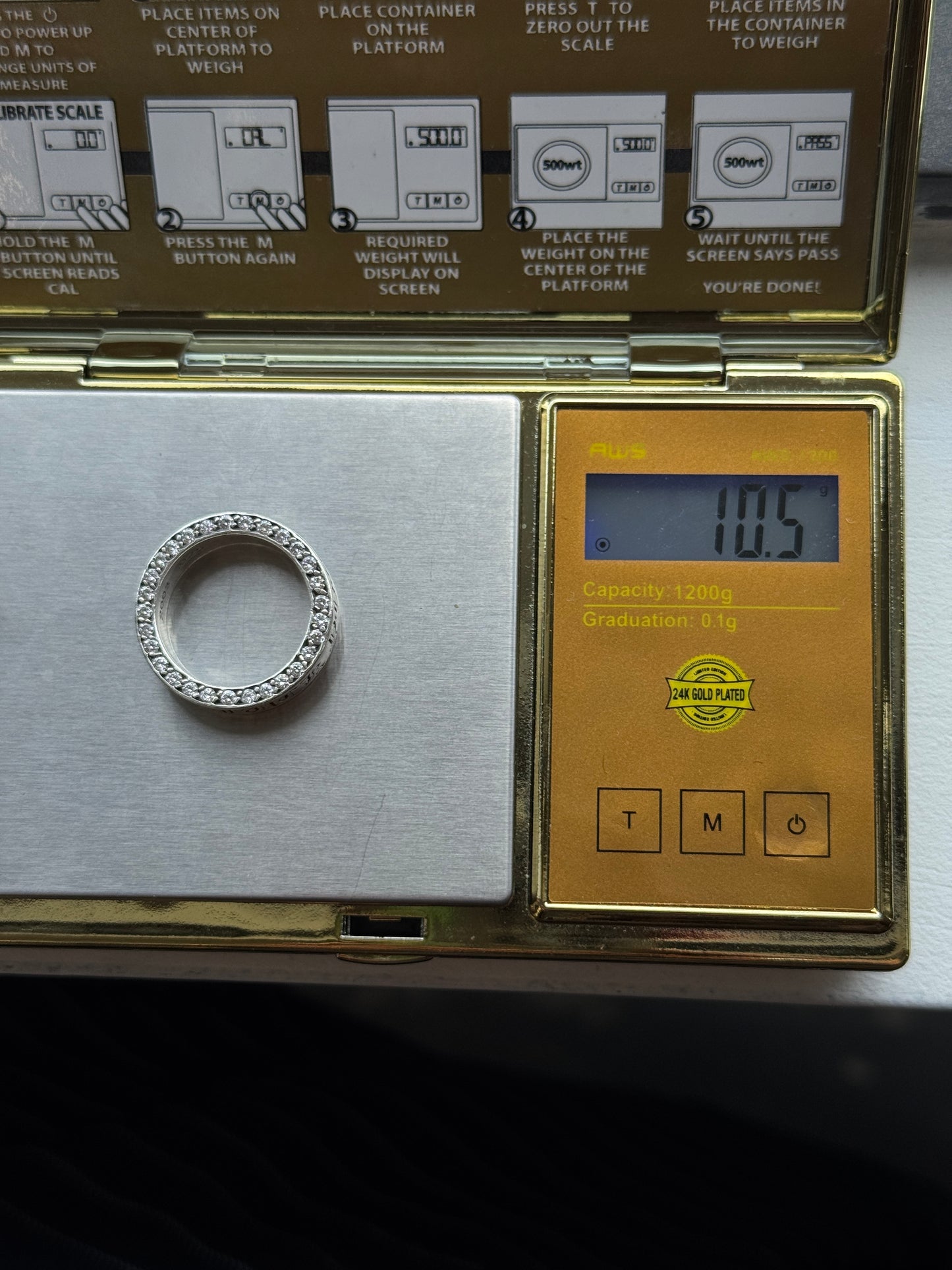 CHROME HEARTS DIAMOND FUCK YOU SPACER SILVER RING (SIZE 9) (10.5 GRAMS)
