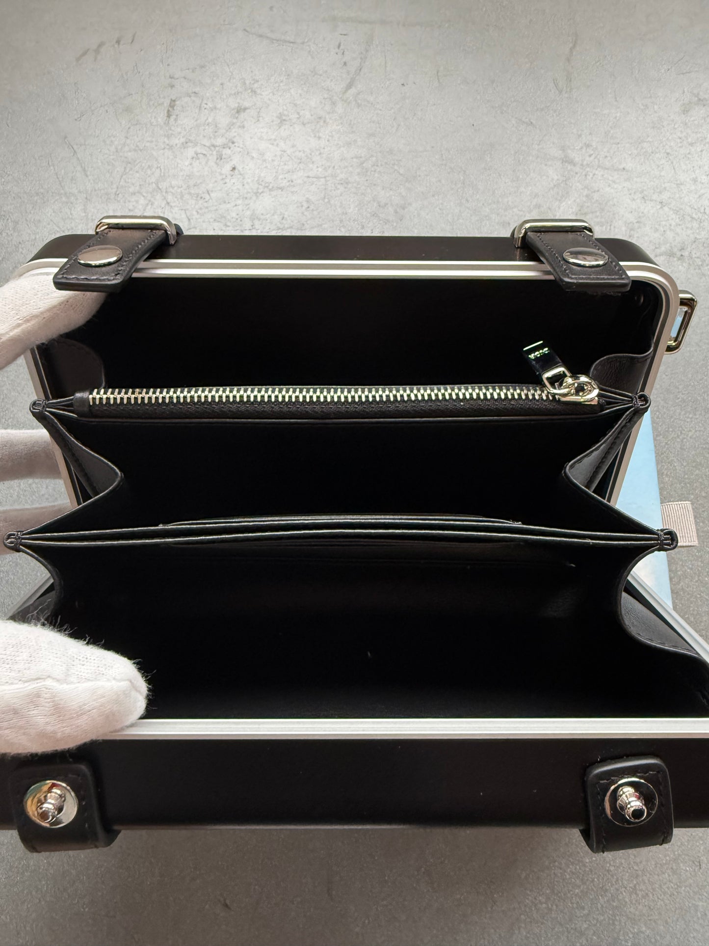 SS20 DIOR X RIMOWA PERSONAL CLUTCH ON STRAP - ALUMINUM BLACK (NEW WITH BOX) (TANIA)