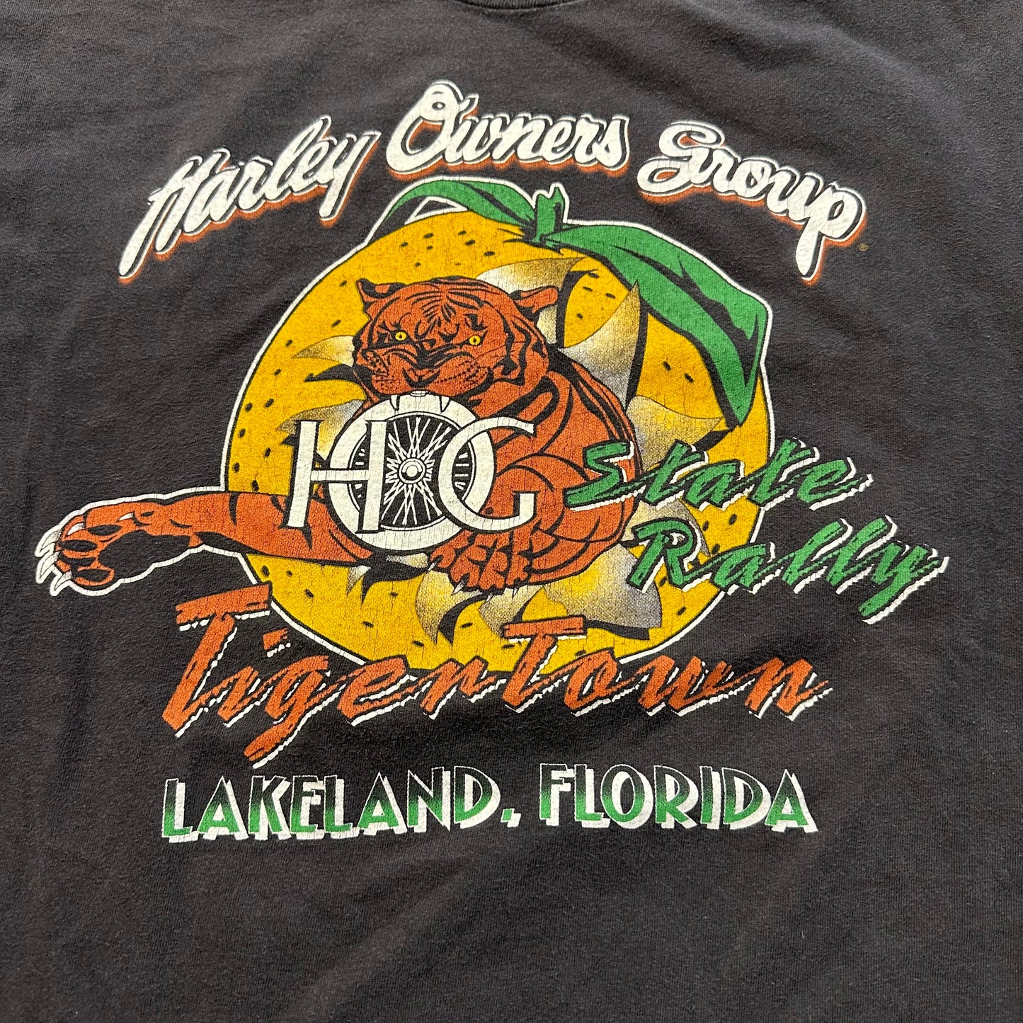 1996 HARLEY OWNERS GROUP TIGER LAKELAND FLORIDA CUT OFF TEE