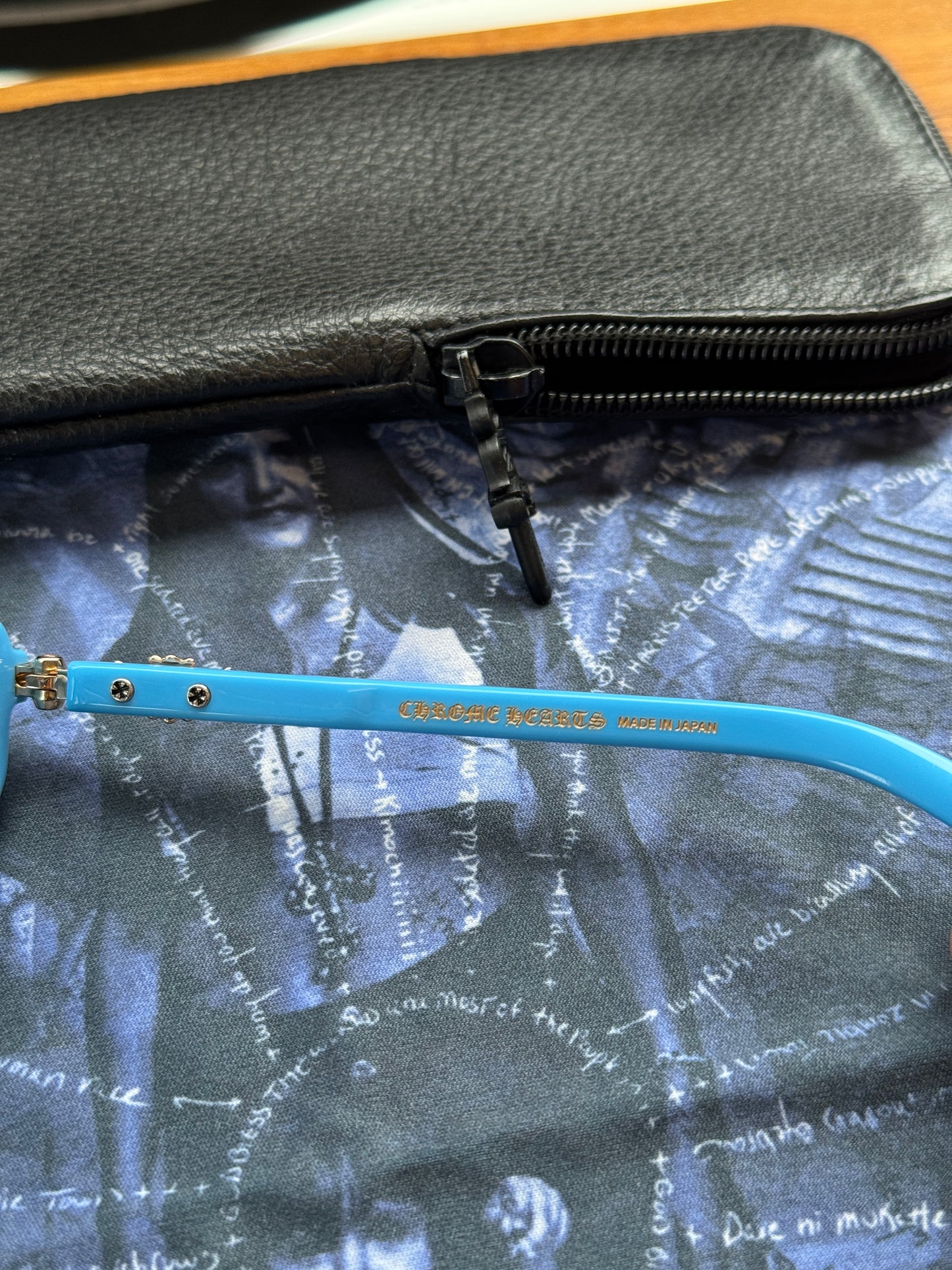 CHROME HEARTS ASSTRAVAGANT SUNGLASSES - BLUE/GOLD (WITH CLOTH AND CASE) - NEW