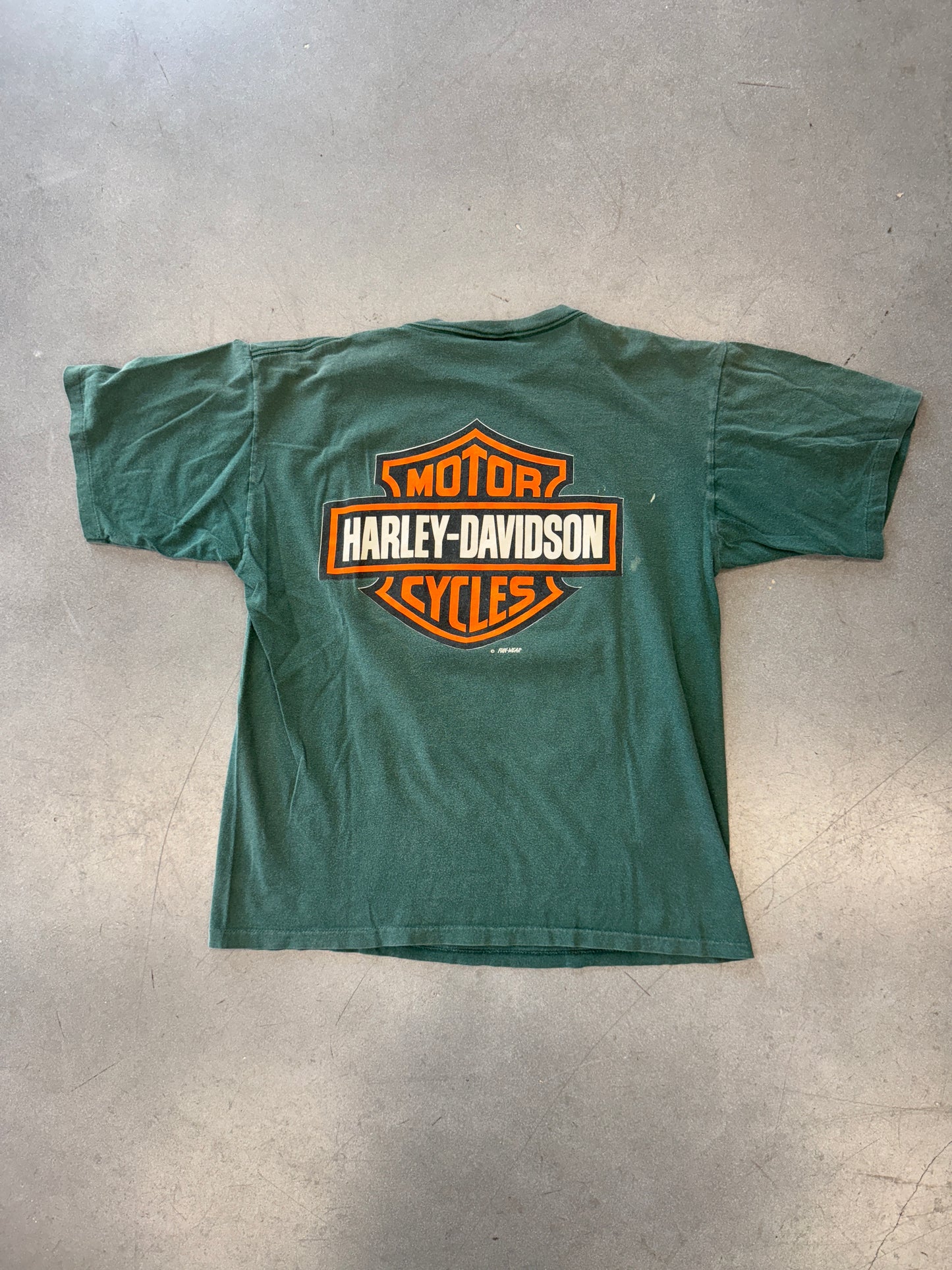90'S HARLEY-DAVIDSON SIDE WINDER DESERT TEE (HARLEY-DAVIDSON TAG) - GREEN