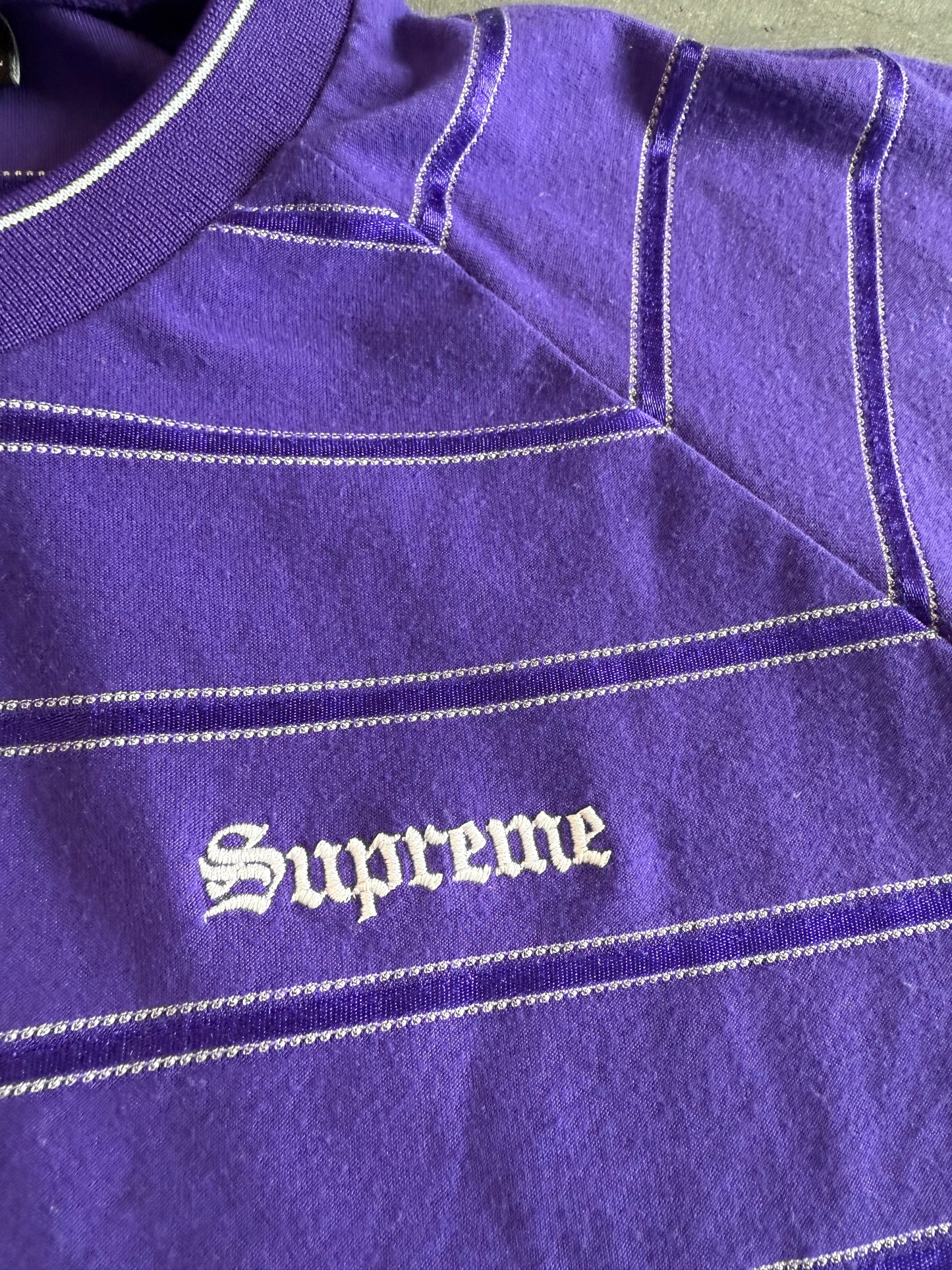 SS25 SUPREME UMBRO STRIPE SOCCER JERSEY TEE - PURPLE