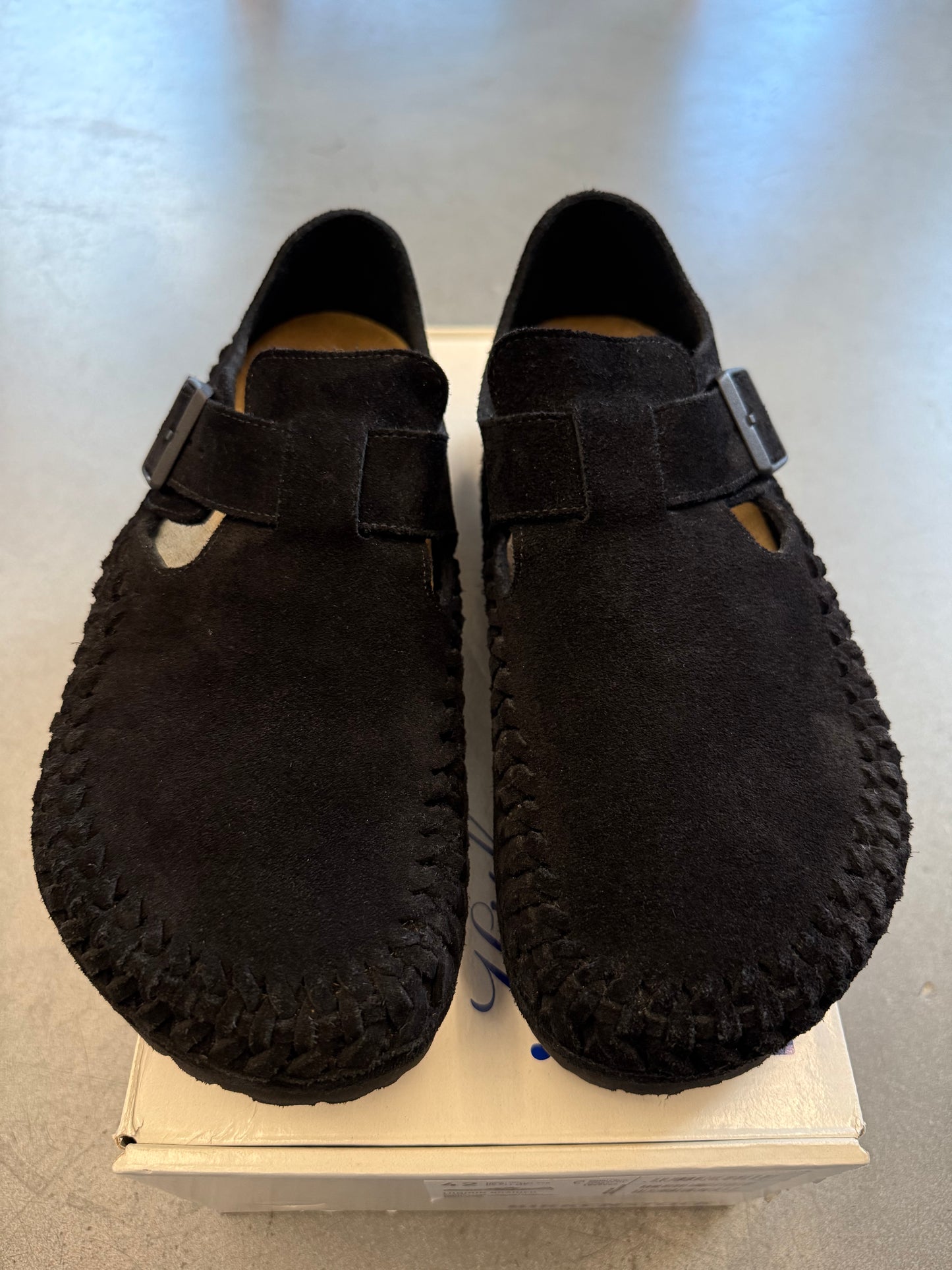 2023 SIZE 42 KITH BIRKENSTOCK LONDON BRAIDED - BLACK (PRE-OWNED WITH BOX)