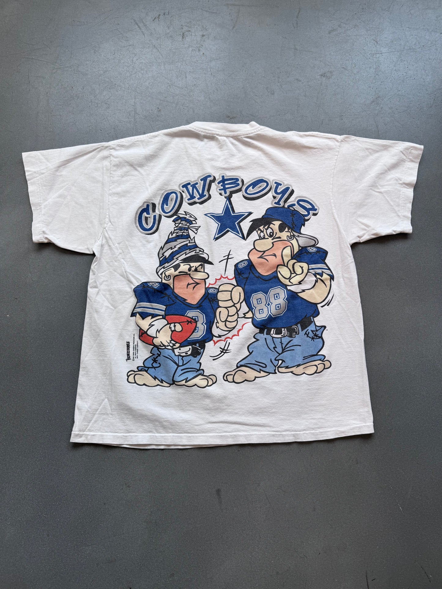 1993 THE FLINSTONES DALLAS COWBOYS FRONT AND BACK TEE (TULTEX TAG)