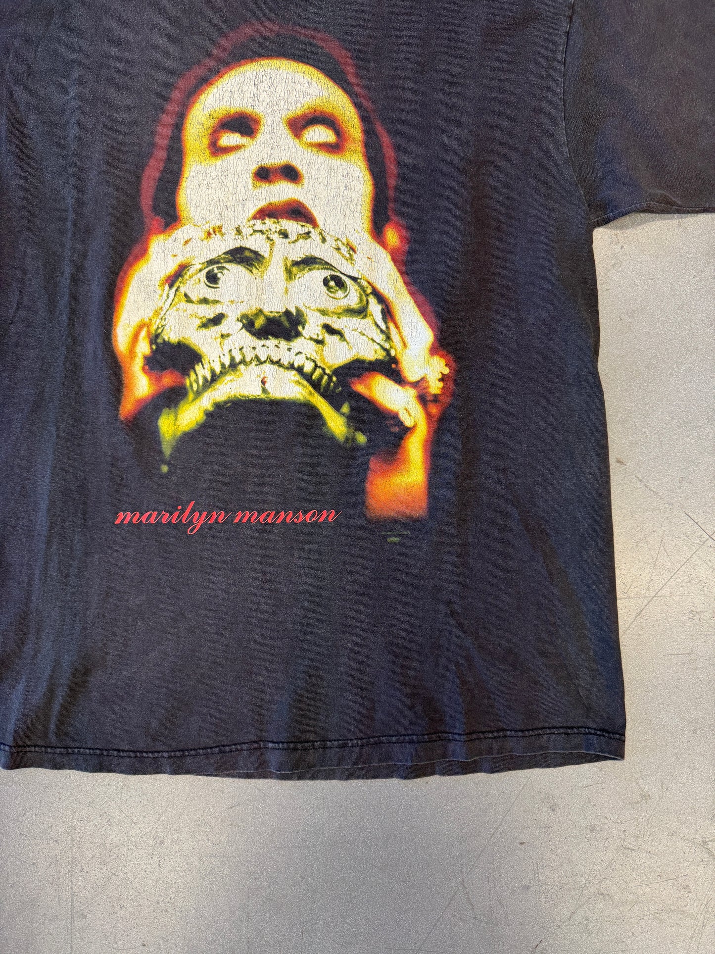 1997 MARILYN MANSON ANTICHRIST SUPERHERO SKULL FADED TEE (TULTEX TAG)