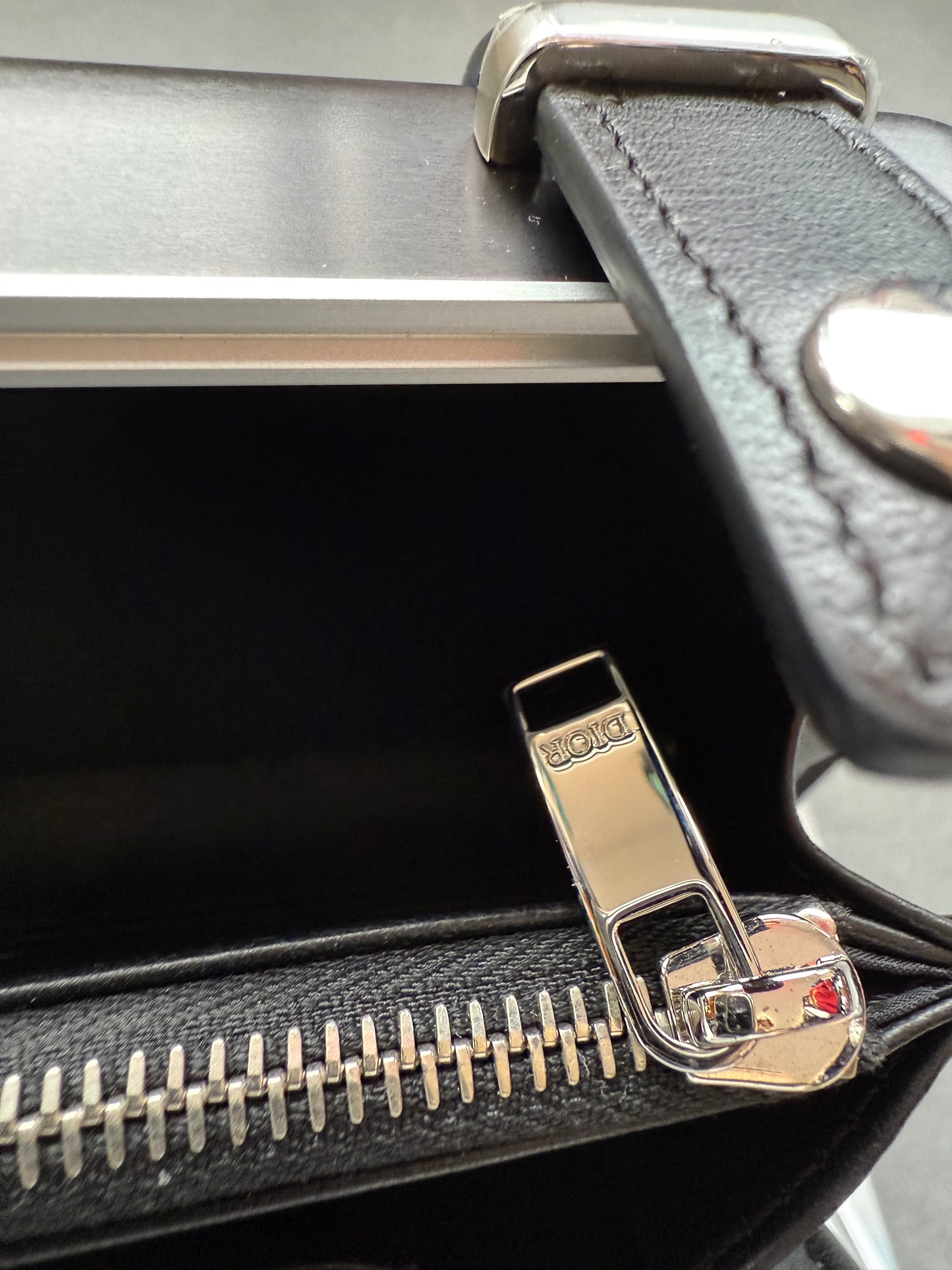 SS20 DIOR X RIMOWA PERSONAL CLUTCH ON STRAP - ALUMINUM BLACK (NEW WITH BOX) (TANIA)