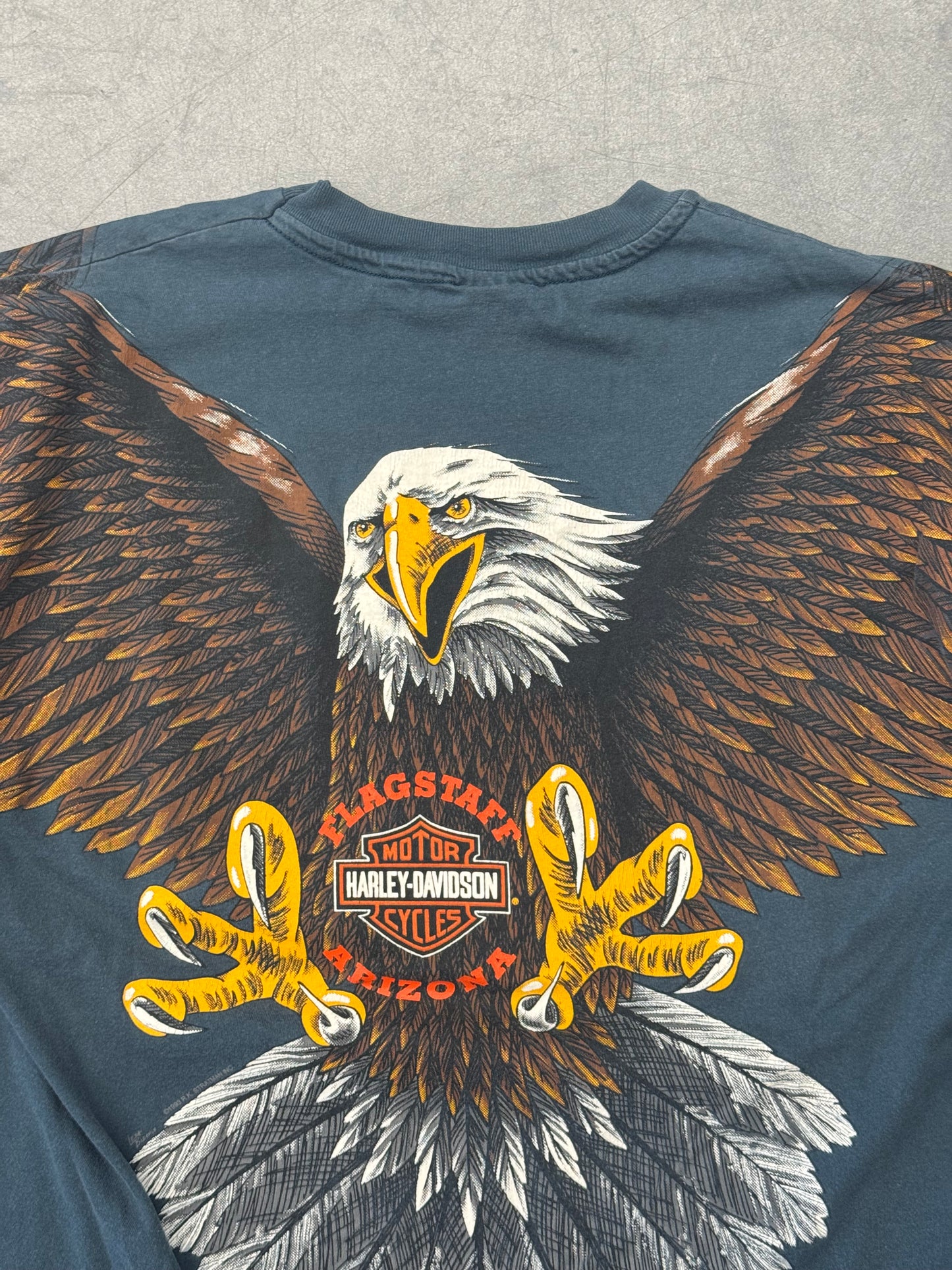 1993 HARLEY-DAVIDSON FLAGSTAFF, ARIZONA ALL OVER PRINT EAGLE TEE (HANES BEEFY HARLEY TAG)