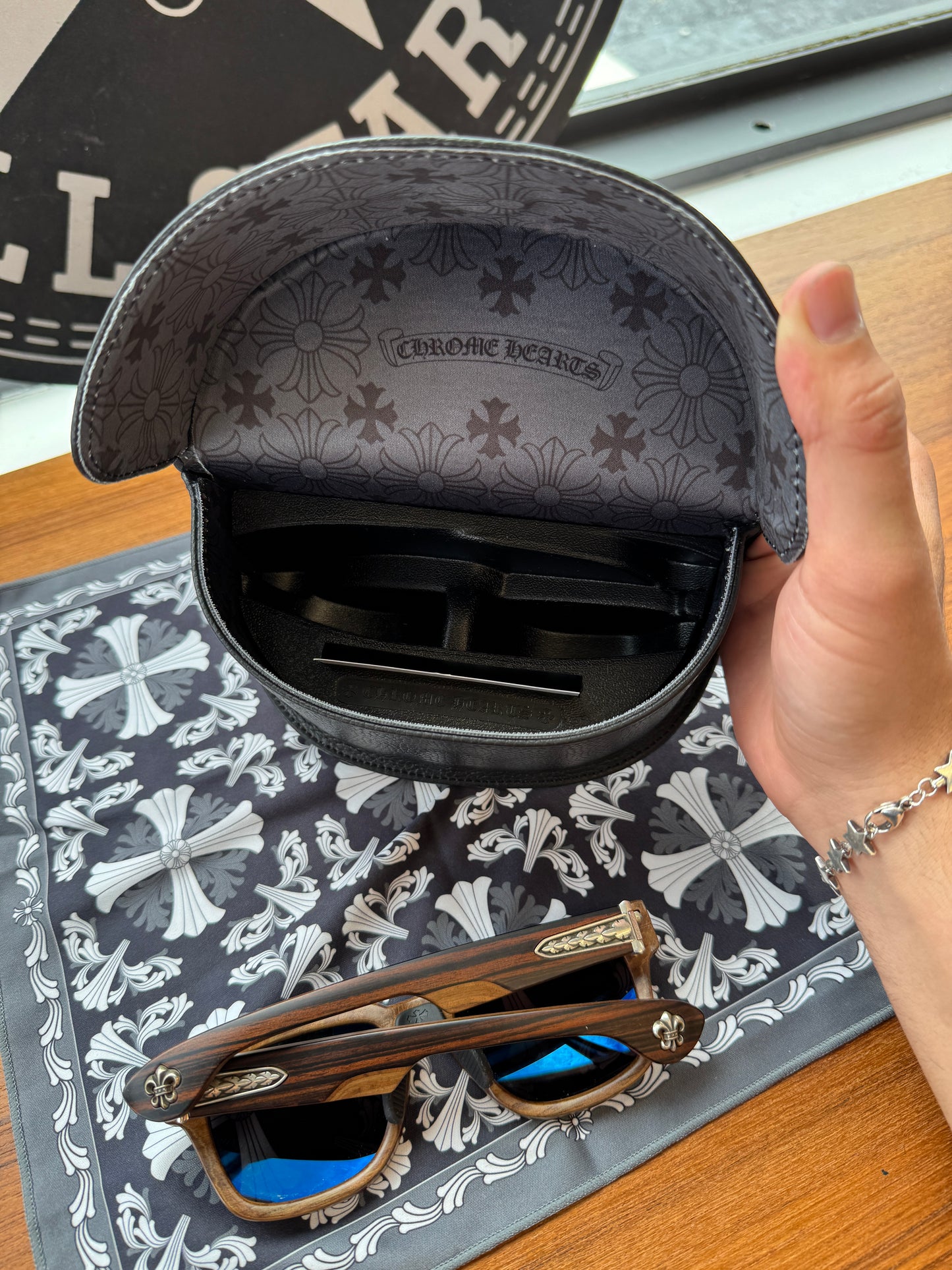 CHROME HEARTS LILITH WOODEN SUNGLASSES (WITH CASE)
