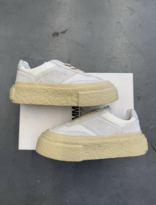 SIZE 38 2024 MM6 MAISON MARGIELA WMNS GAMBETTA LEATHER - WHITE (BRAND NEW WITH BOX)