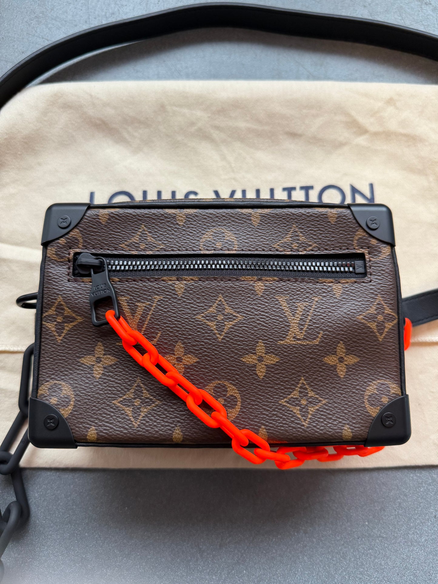 SS19 LOUIS VUITTON MINI SOFT TRUNK ORANGE CHAIN BAG - BROWN MONOGRAM (PRE-OWNED WITH DUSTBAG) (TANIA)