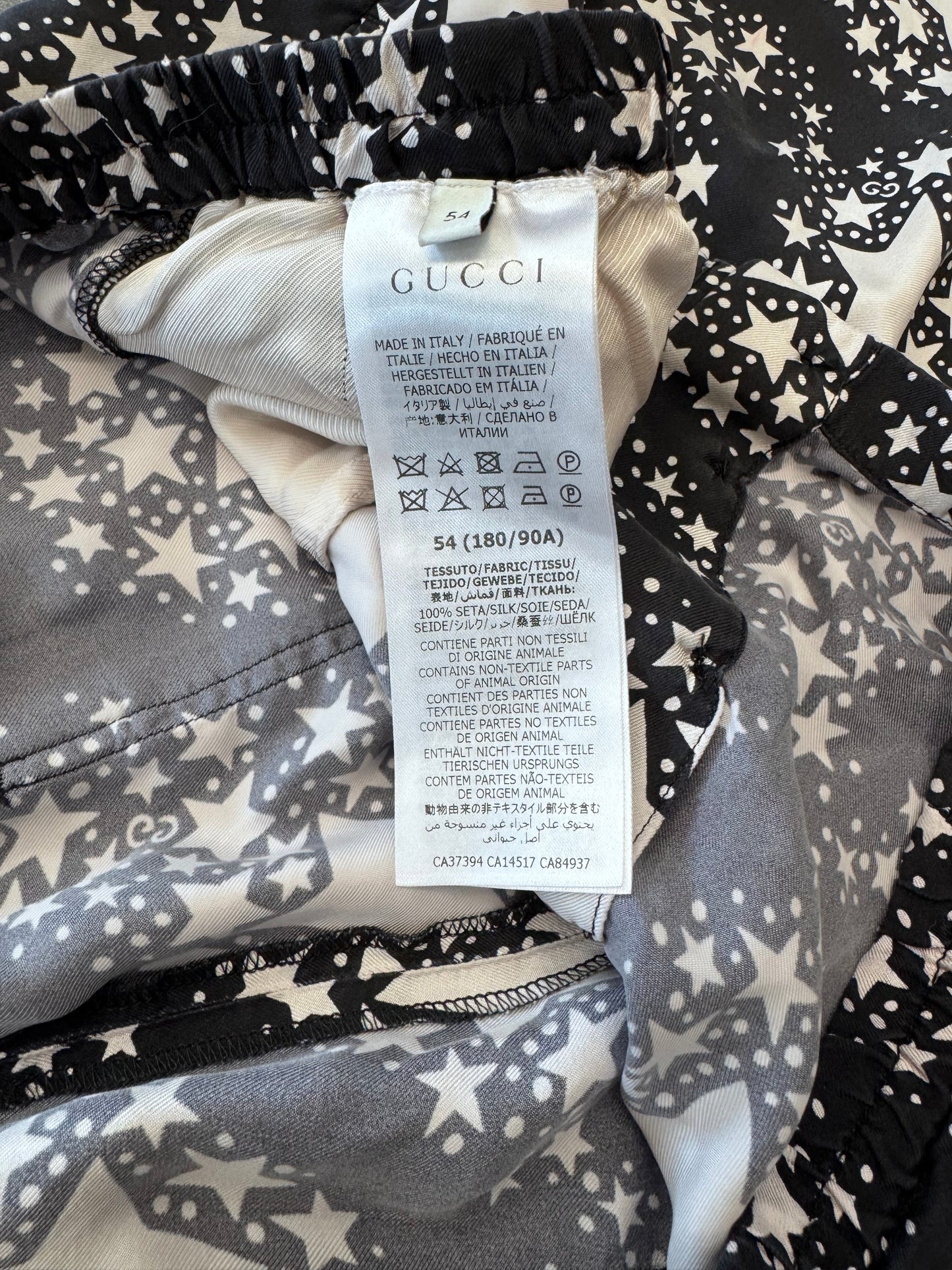 GUCCI BLACK GG MONOGRAM AND STARS SILK SHORTS