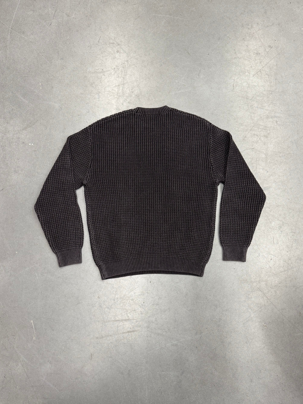 SS26 SUPREME WASHED SMALL BOX LOGO WAFFLE SWEATER - BLACK