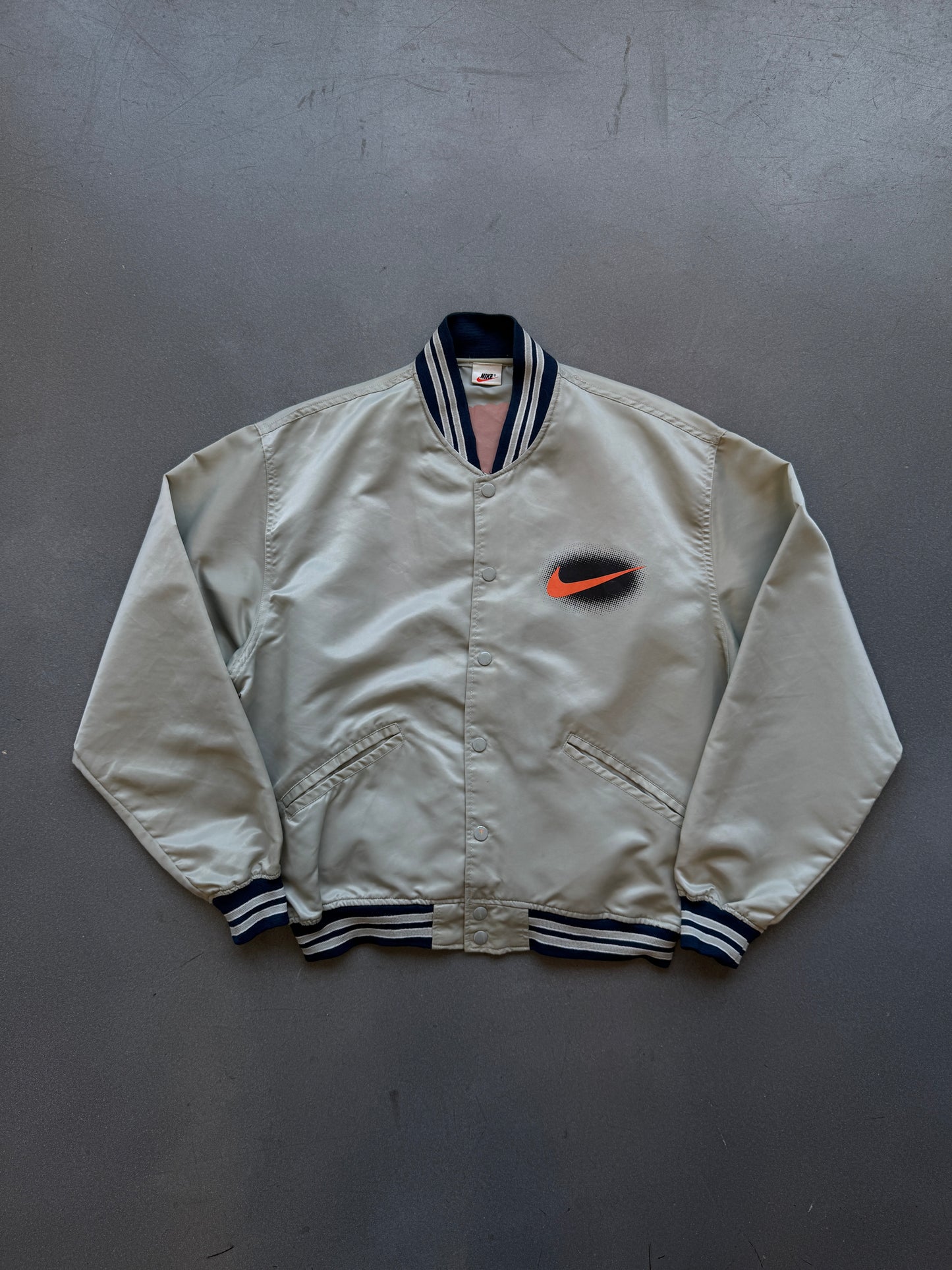 90'S NIKE DENNIS RODMAN ORANGE HAIR SATIN BOMBER JACKET (WHITE NIKE TAG)