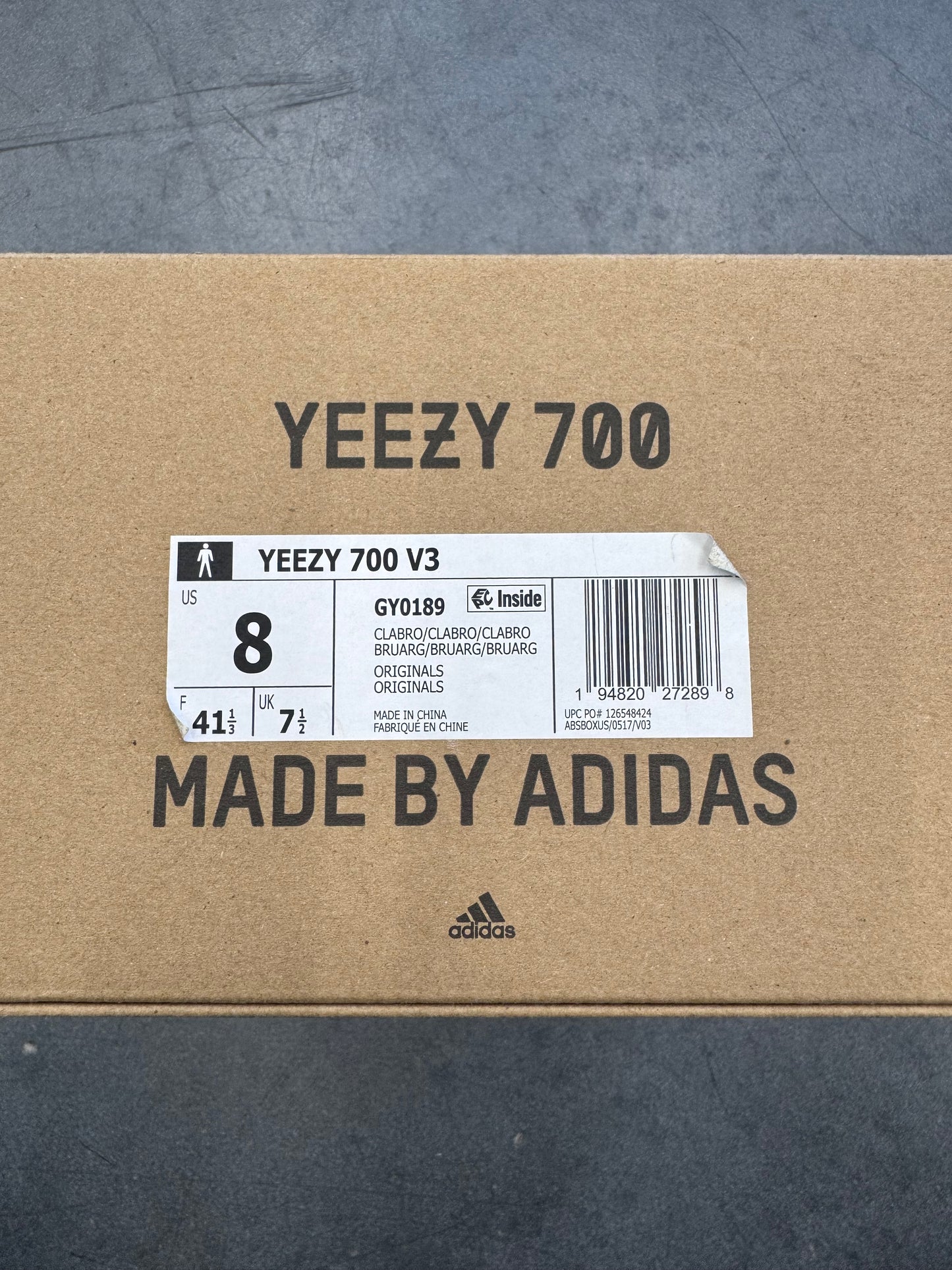 2020 SIZE 8 YEEZY 700 V3 CLAY BROWN (PRE-OWNED WITH BOX)