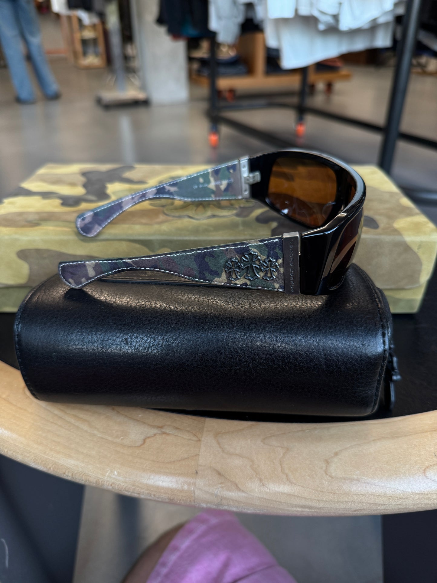CHROME HEARTS HARD JAMES CAMO SUEDE SUNGLASSES (WITH CASE)