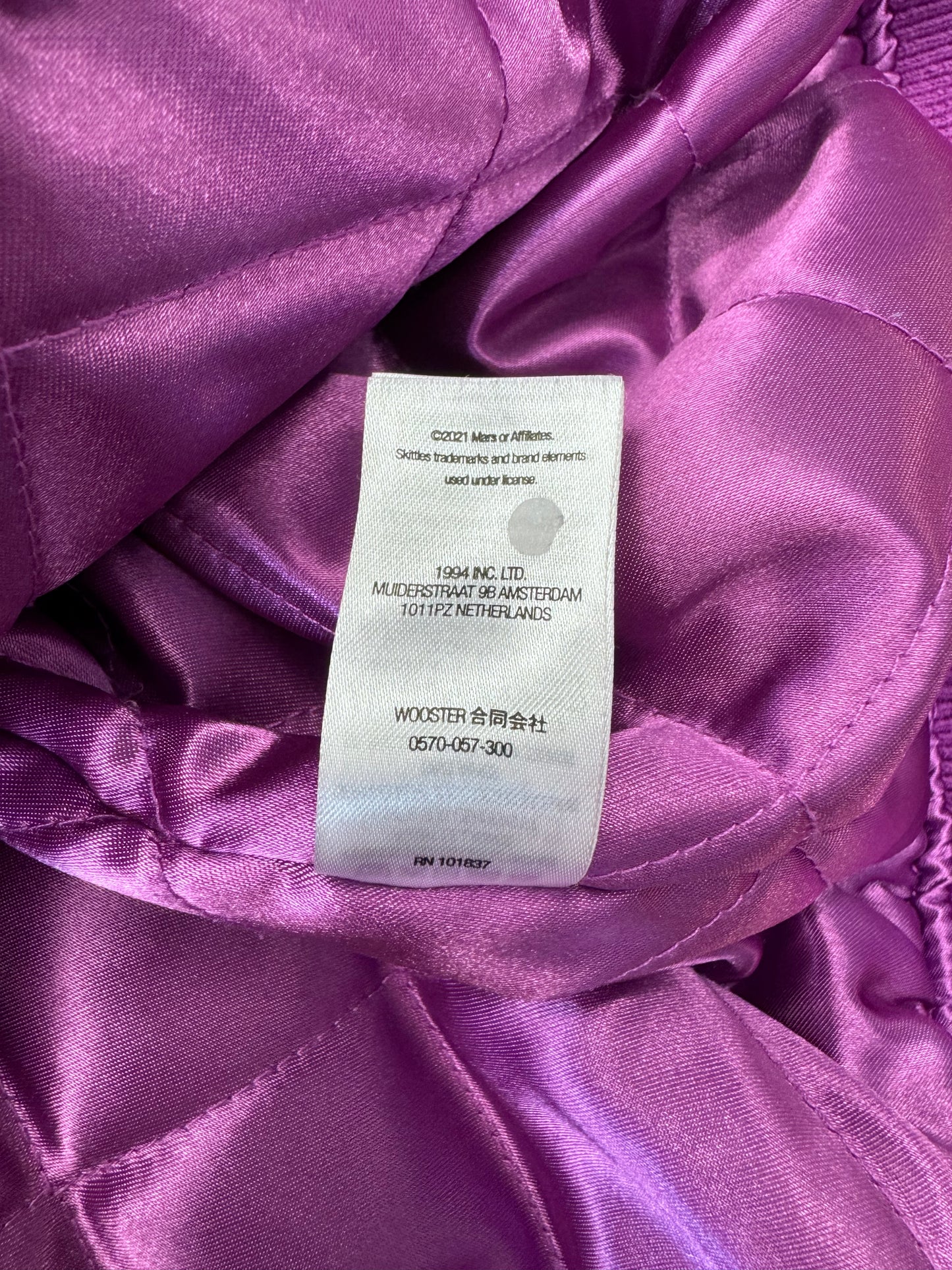 FW21 SUPREME SKITTLES MITCHELL & NESS VARSITY JACKET - PURPLE (M)