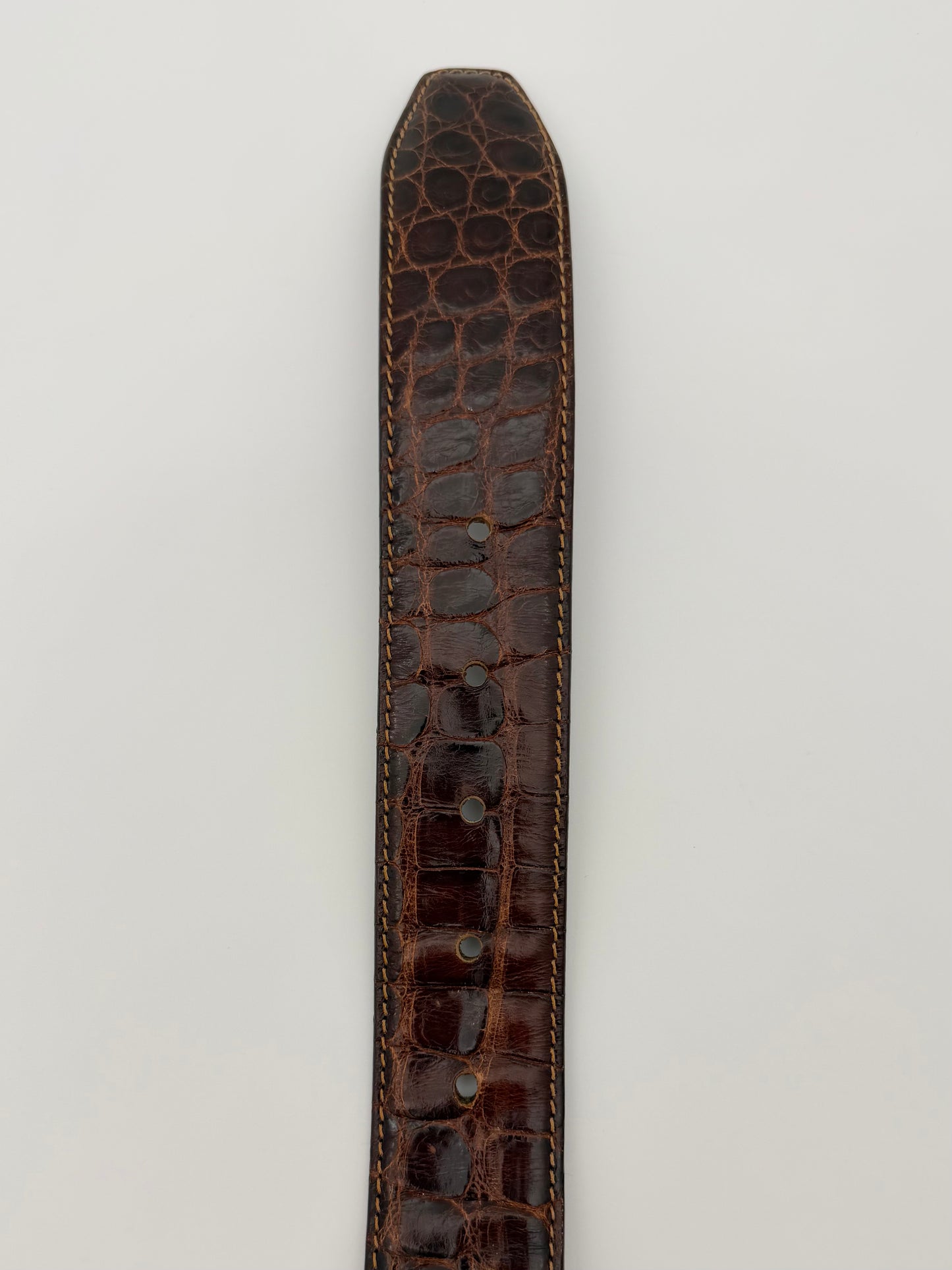 1985 BARRY KIESELSTEIN-CORD GENUINE AMERICAN ALLIGATOR BELT WITH ART BRONZE BUCKLE