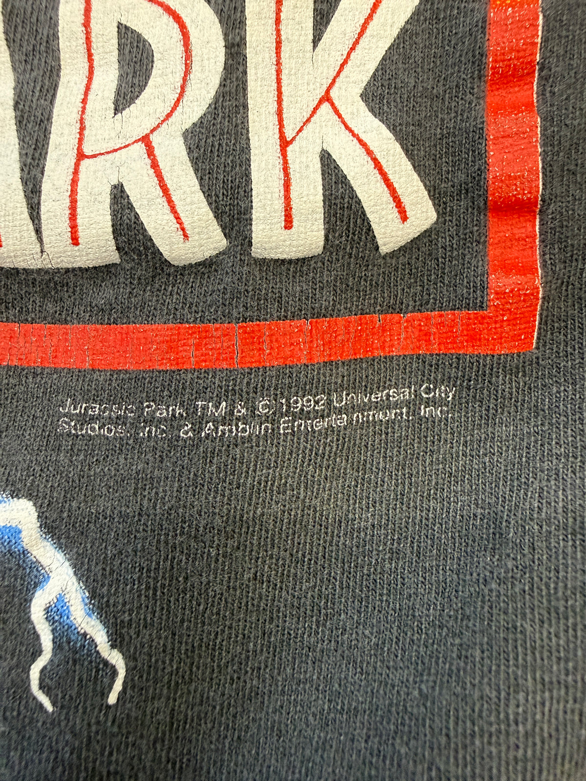 1992 JURASSIC PARK LIGHTNING TEE (T-A-G TAG)