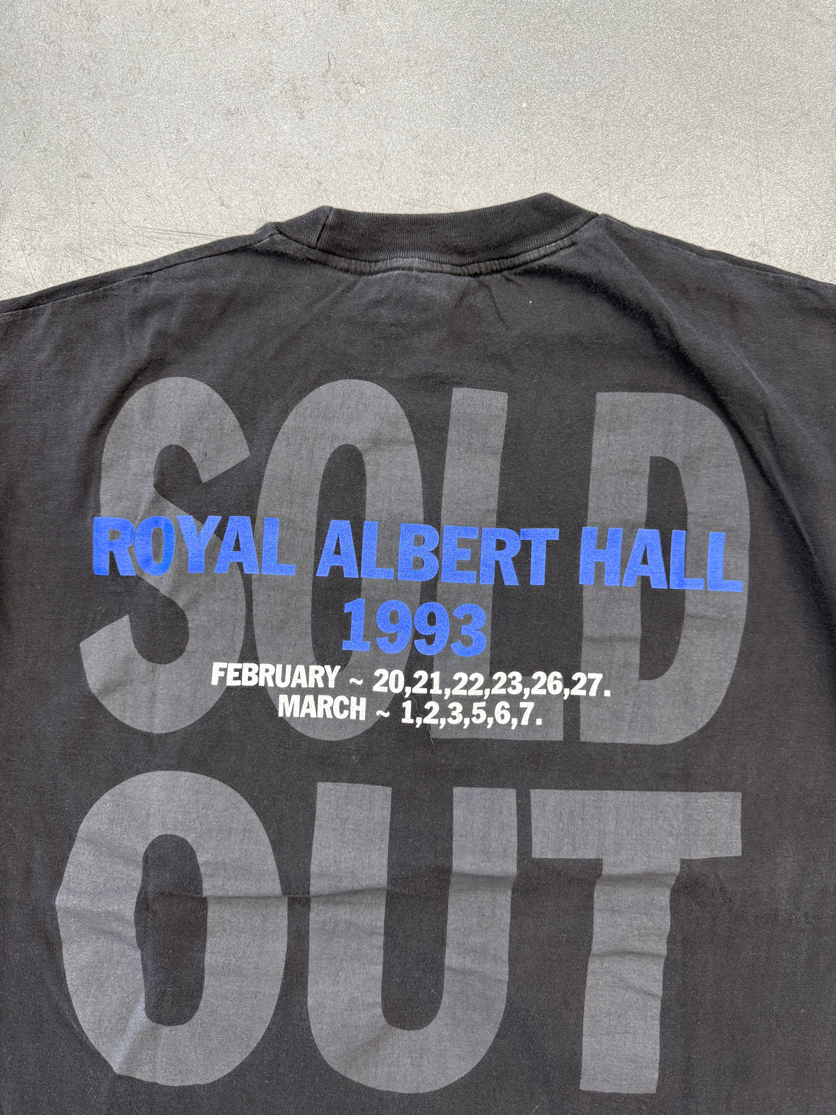 1993 ERIC CLAPTON ROYAL ALBERT HALL LONDON SOLD OUT DATES TEE (BRIGHT GREEN TAG)