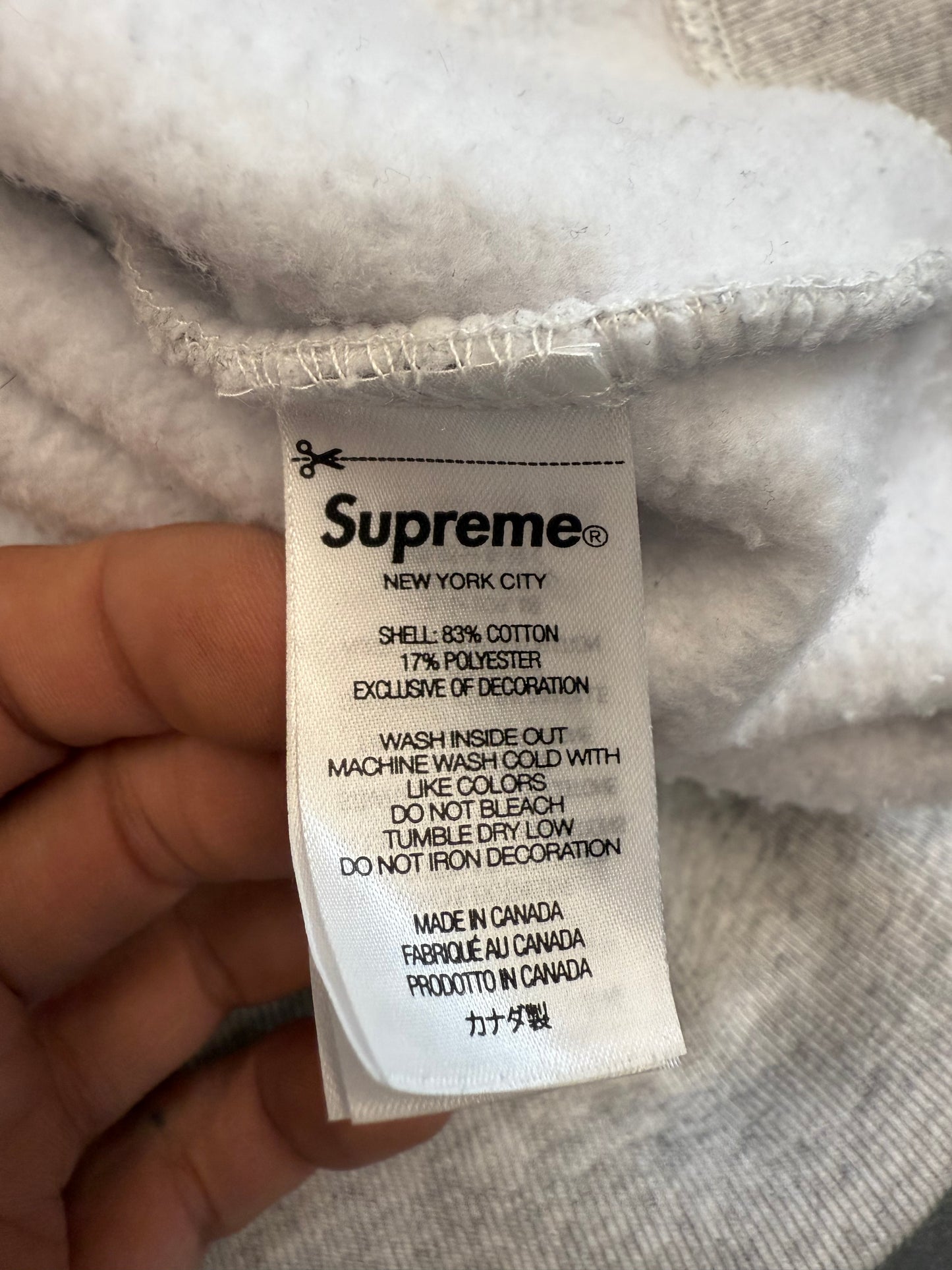 SS25 SUPREME BLACKLETTER HOODED SWEATSHIRT - ASH GREY