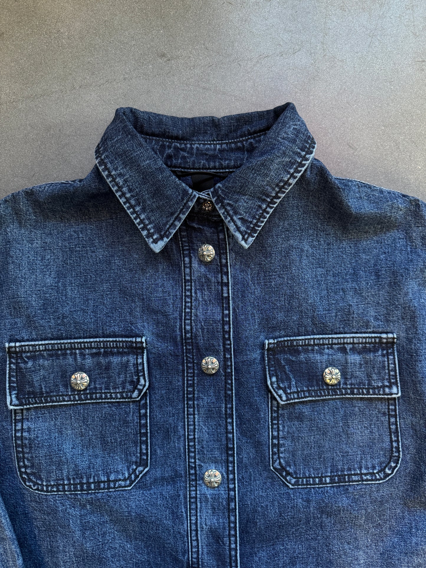 CHROME HEARTS ‘WORK DOG’ SELVEDGE DENIM SHIRT - MEDIUM (NEW)