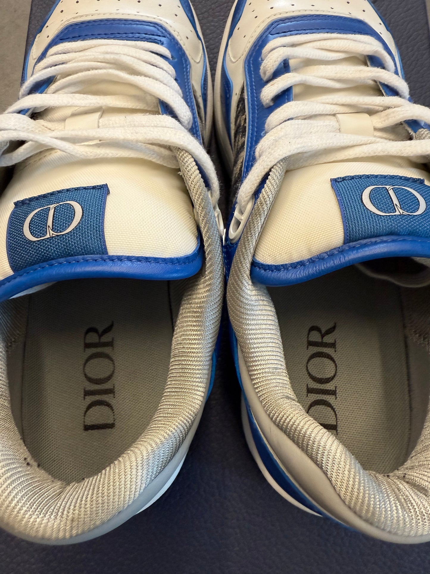 DIOR SIZE 43 B27 OBLIQUE LOW TOP SNEAKER (BLUE) (PRE-OWNED NO BOX)