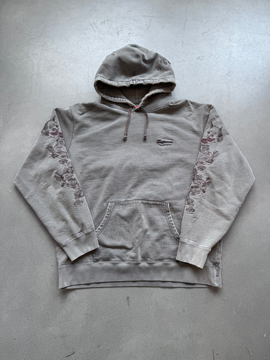 SS20 SUPREME DRAGON OVERDYED HOODED SWEATSHIRT - XL (GRAY)