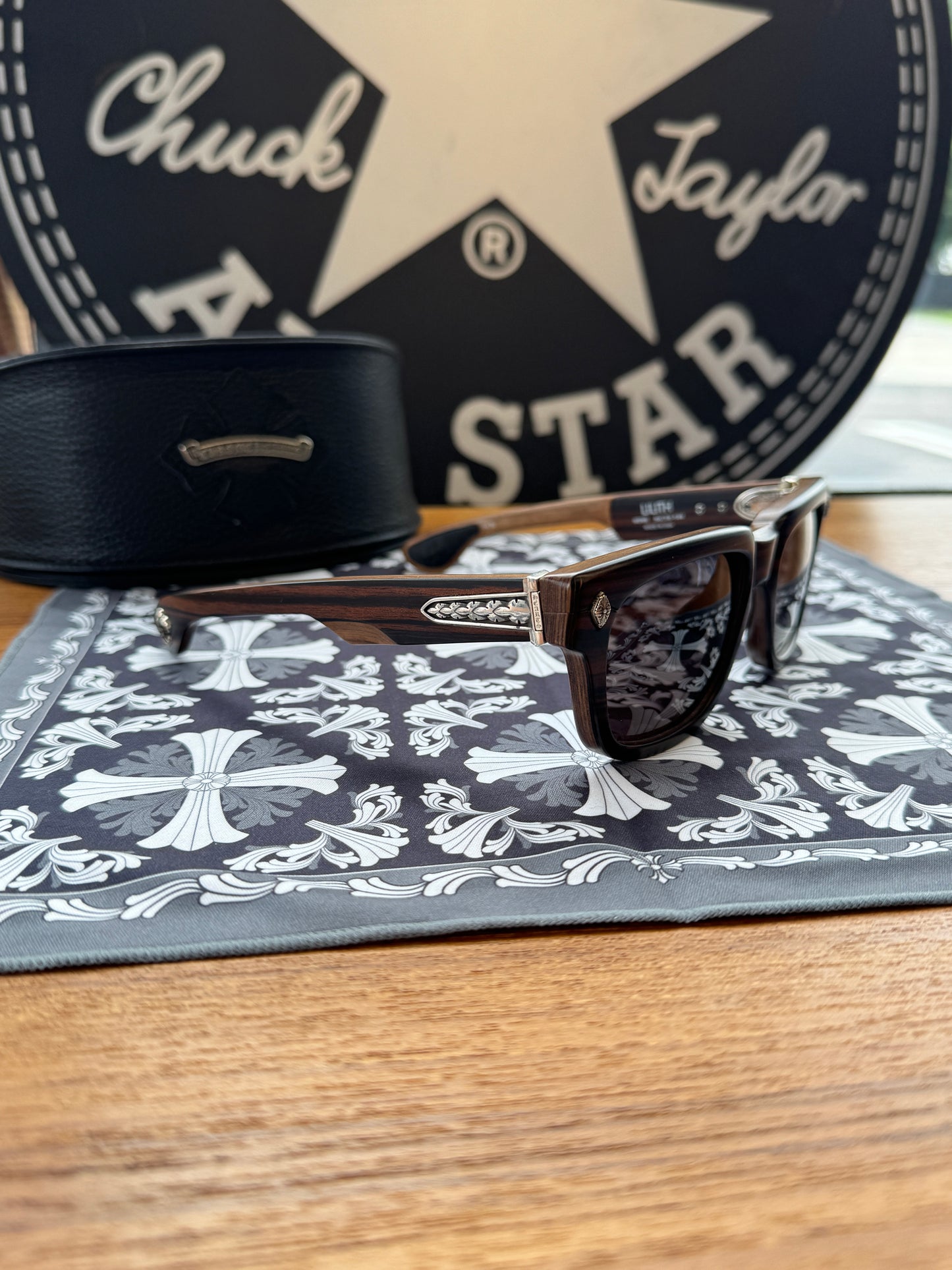CHROME HEARTS LILITH WOODEN SUNGLASSES (WITH CASE)