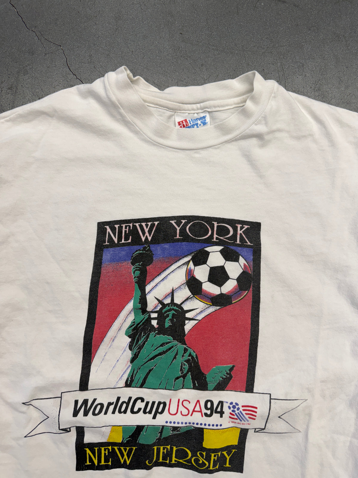 1991 WORLD CUP USA 1994 NEW YORK NEW JERSEY STATUE OF LIBERTY TEE (HANES TAG)