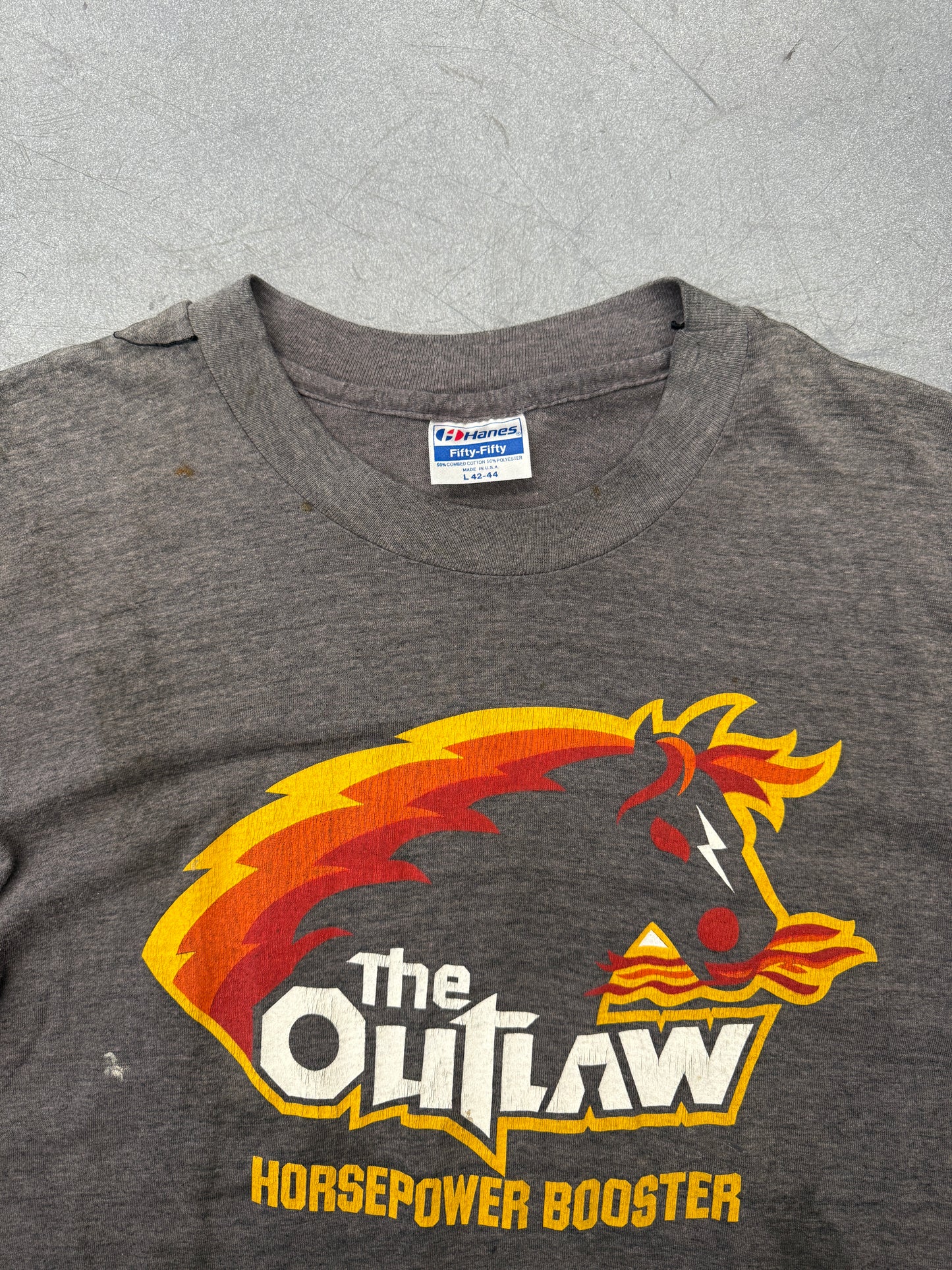 VINTAGE THE OUTLAW HORSEPOWER BOOSTER FADED TEE (HANES TAG)
