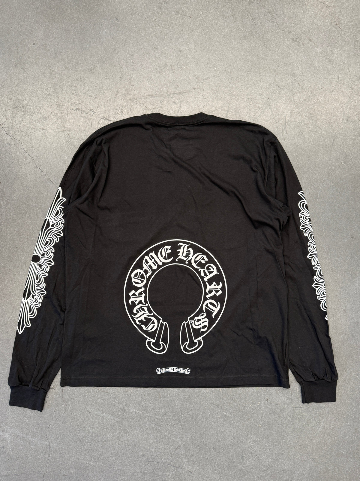 CHROME HEARTS HORSESHOE FLORAL LS - BLACK