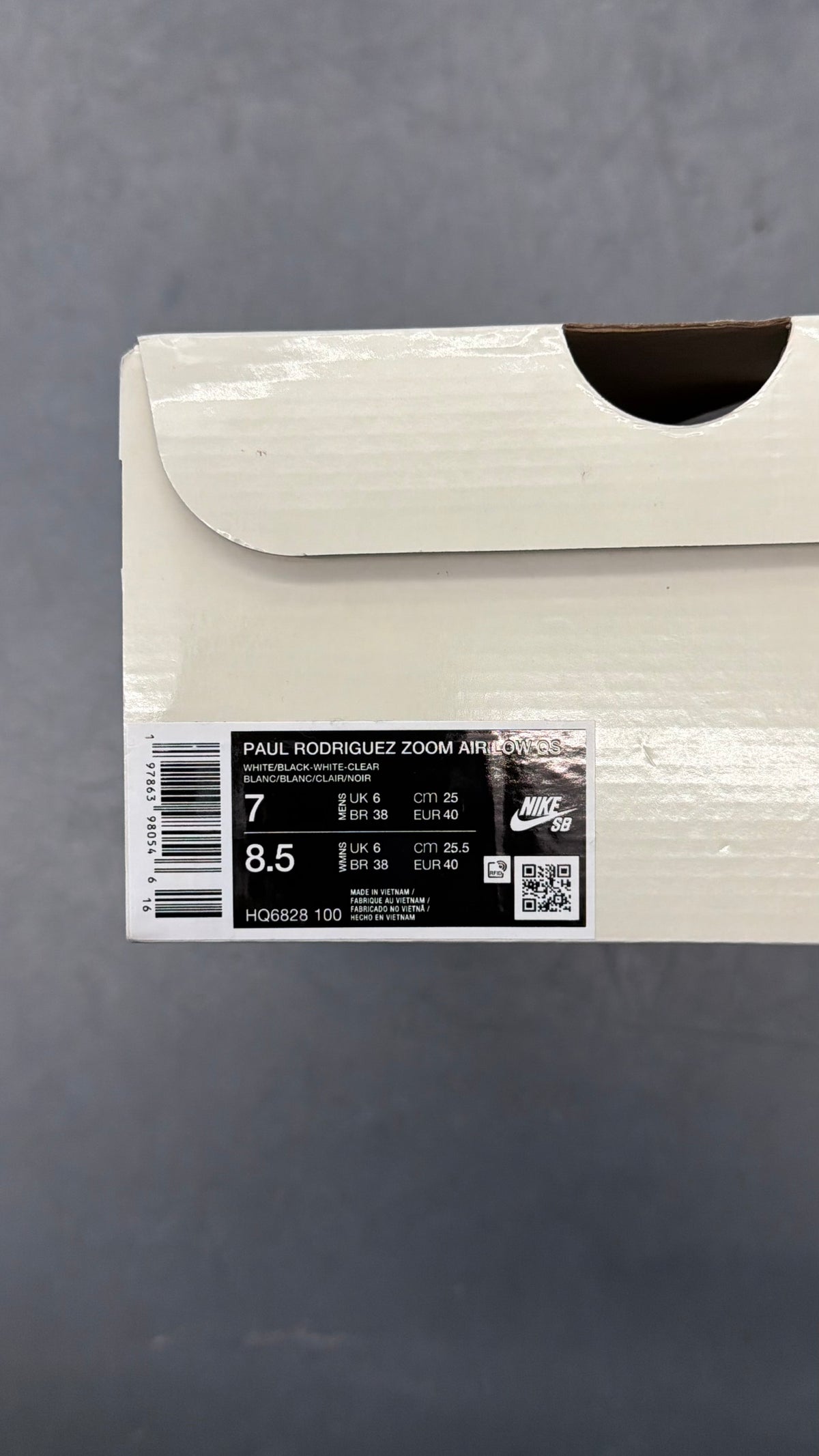2025 SIZE 7 NIKE SB ZOOM AIR PAUL RODRIGUEZ 1 - WHITE BLACK