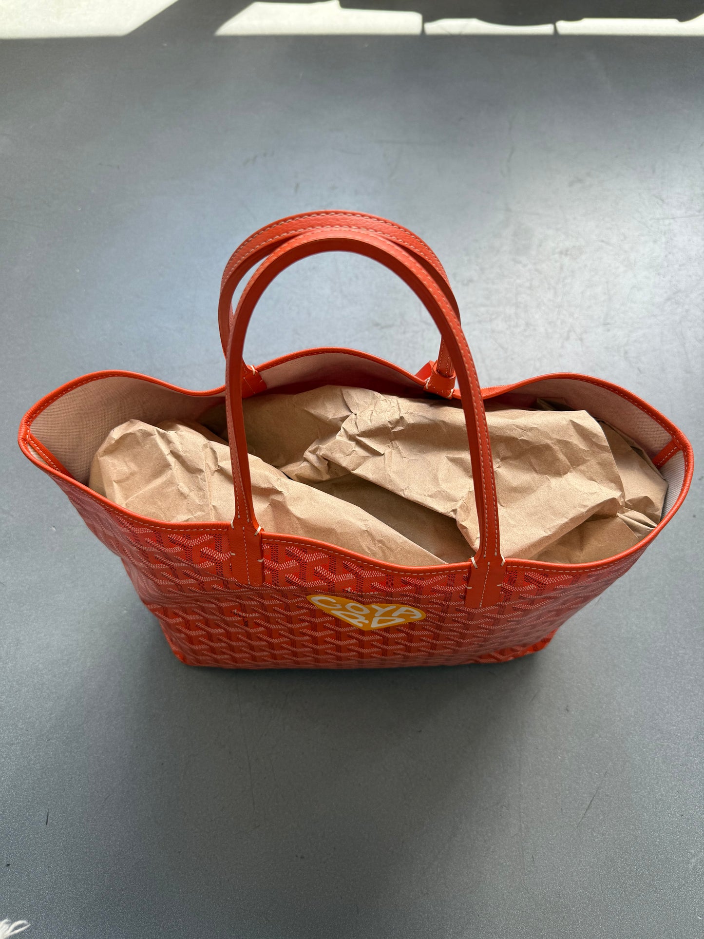 GOYARD SAINT LOUIS COATED CANVAS TOTE BAG (ORANGE)