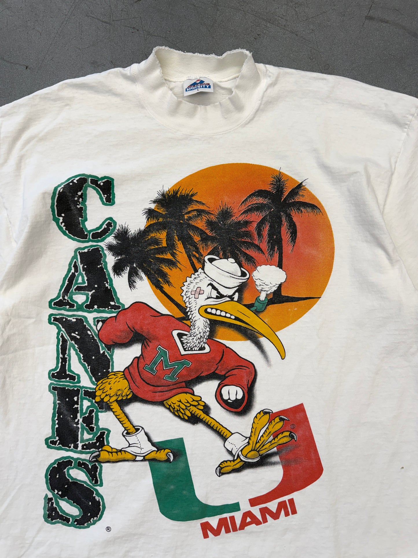 90S UNIVERSITY OF MIAMI CANES SUNSET TEE (APEX ONE VARSITY TAG)