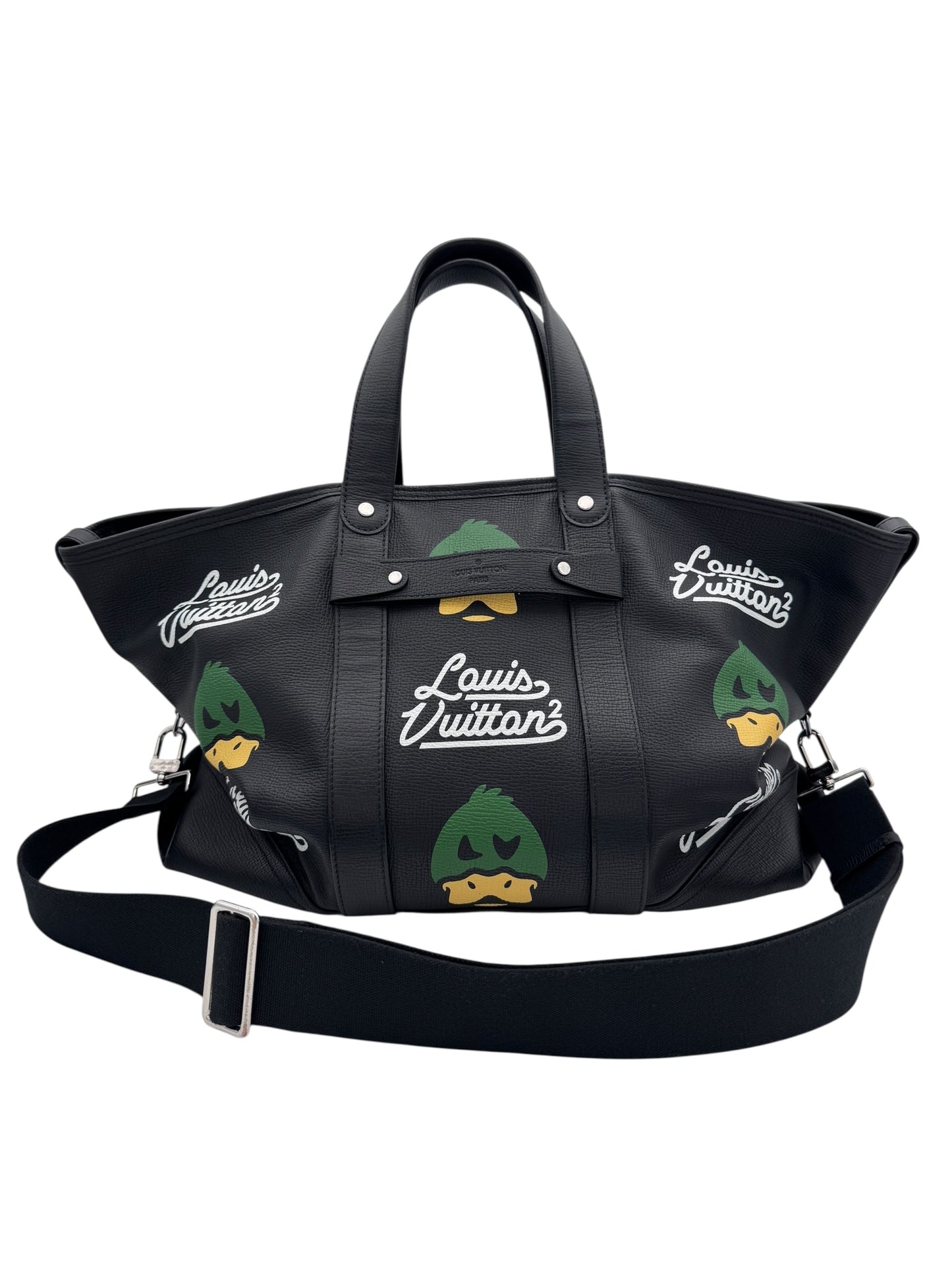 2021 LOUIS VUITTON NIGO TROLLY TOTE BAG BLACK LEATHER