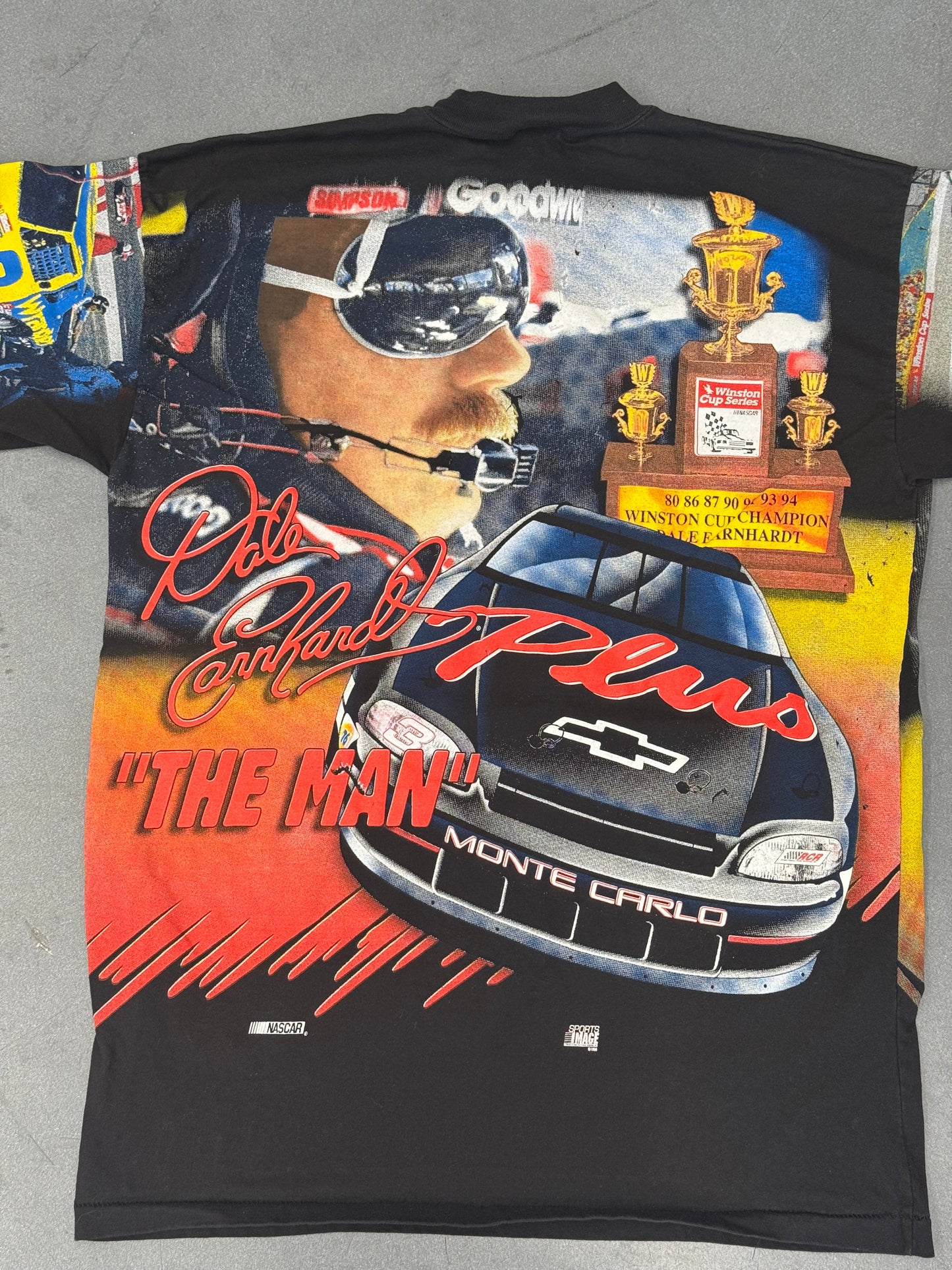 1998 NASCAR DALE EARNHARDT EVOLUTION OF "THE MAN" AOP TEE (CHASE TAG)