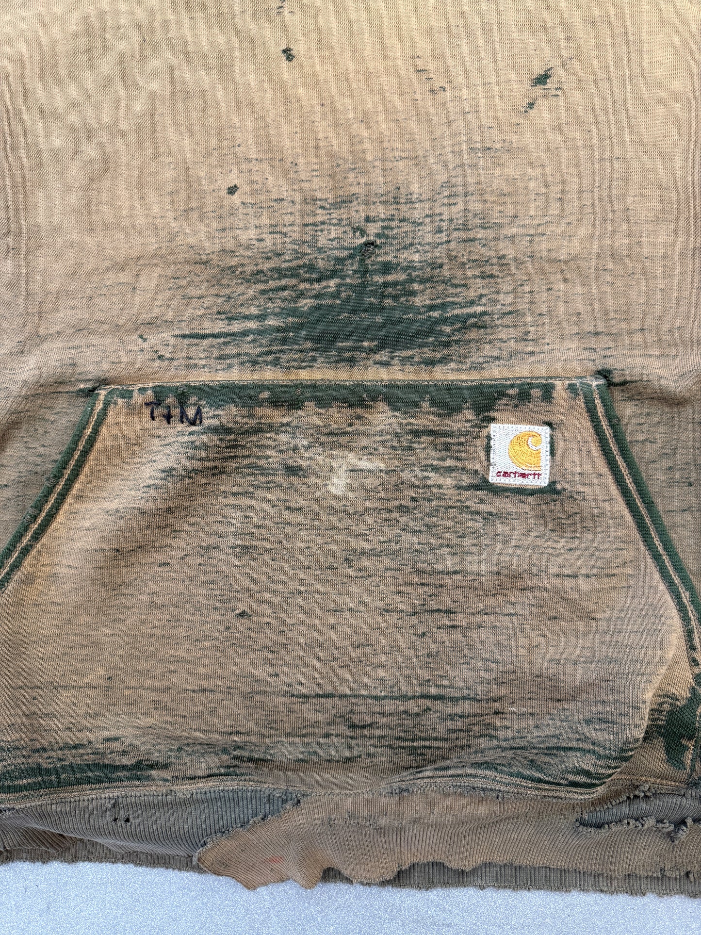 TYRANNY & MUTATION VINTAGE DISTRESSED SLEEVELESS CARHARTT HOODIE - GREEN