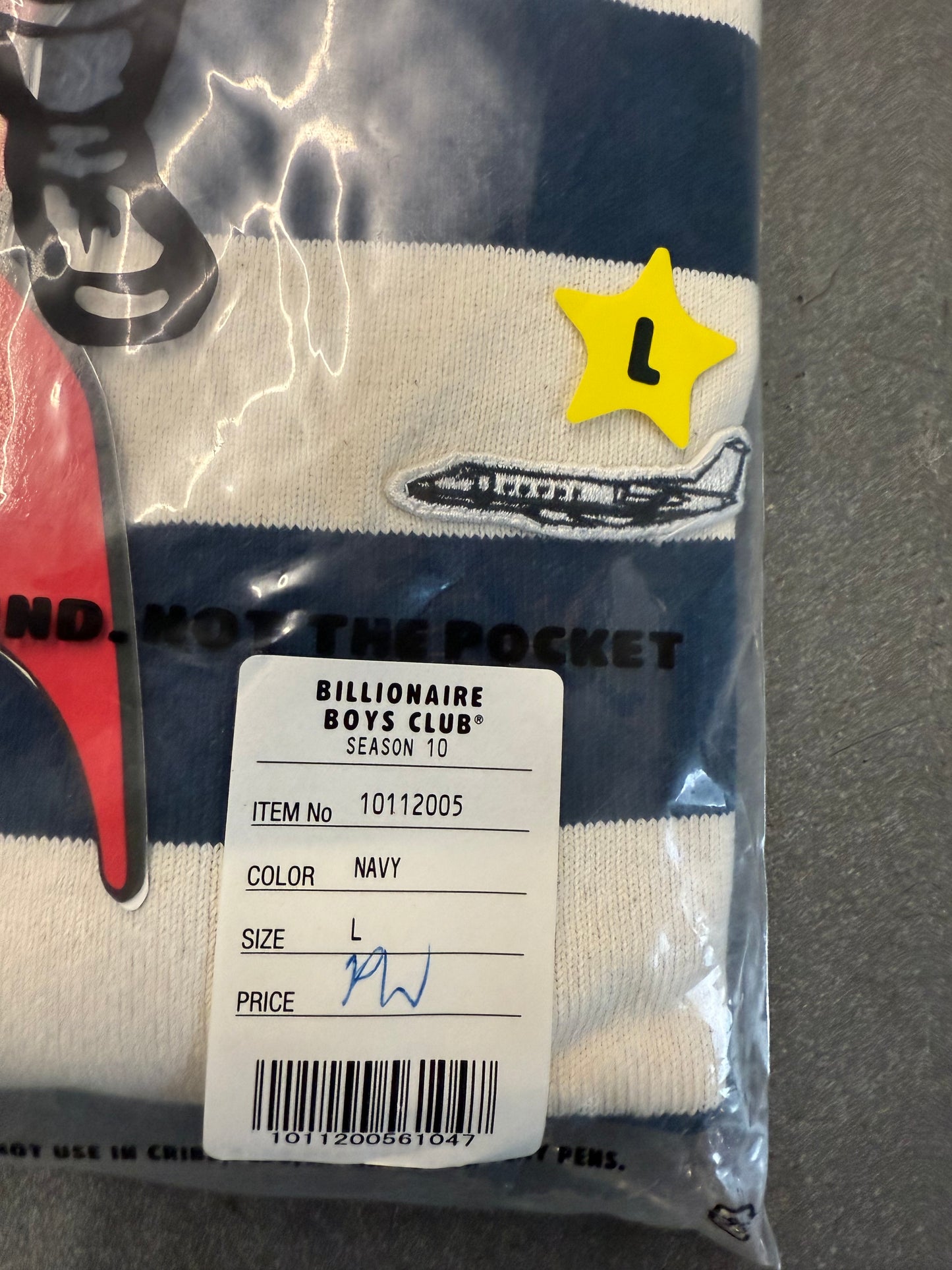 SEASON 10 BILLIONAIRE BOYS CLUB BBC AIRPLANE STRIPED POLO SHIRT (L) (NEW WITH TAG & BAG)