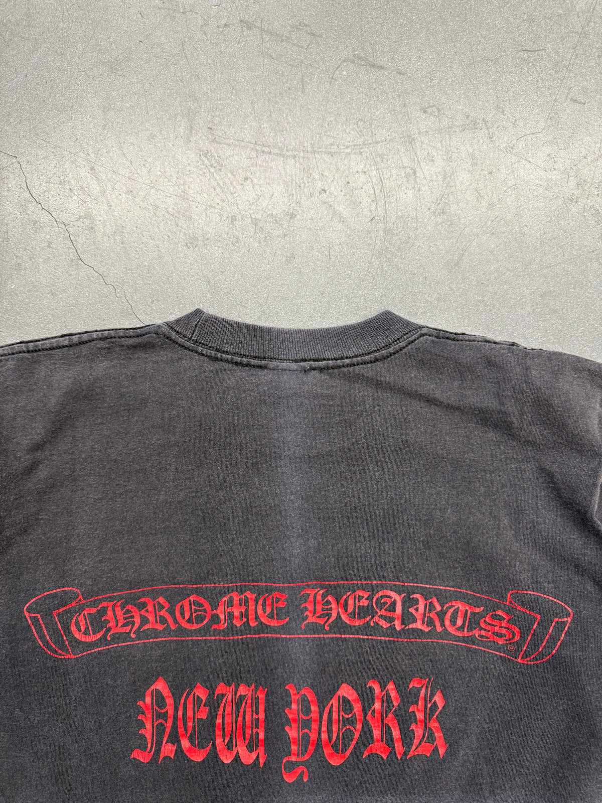 VINTAGE CHROME HEARTS NEW YORK FADED POCKET TEE (PULLED TAG)