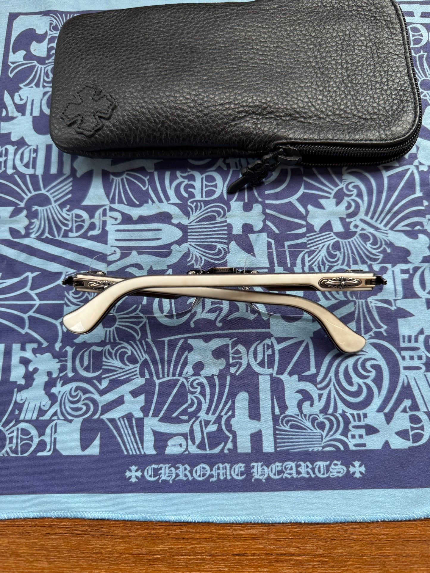 CHROME HEARTS DEEP I EYE GLASSES WHITE EBONY WOOD / PIANO VARNISH (WITH CASE)