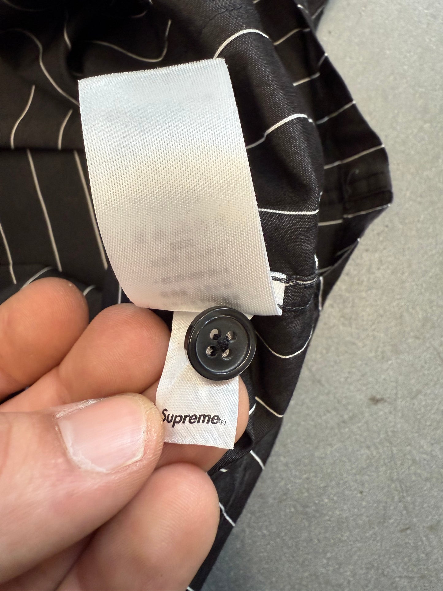 SS25 SUPREME PAJAMA STRIPE S/S WORK SHIRT - BLACK