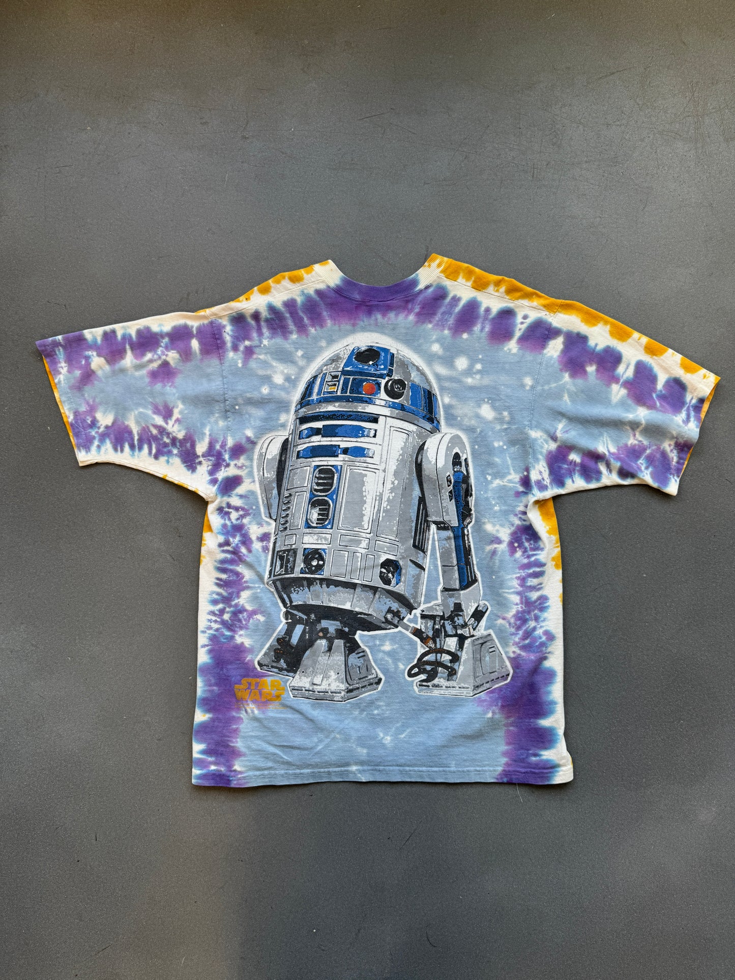1997 STAR WARS C-3P0 R2-D2 TIE-DYE TEE (LIQUID BLUE TAG)