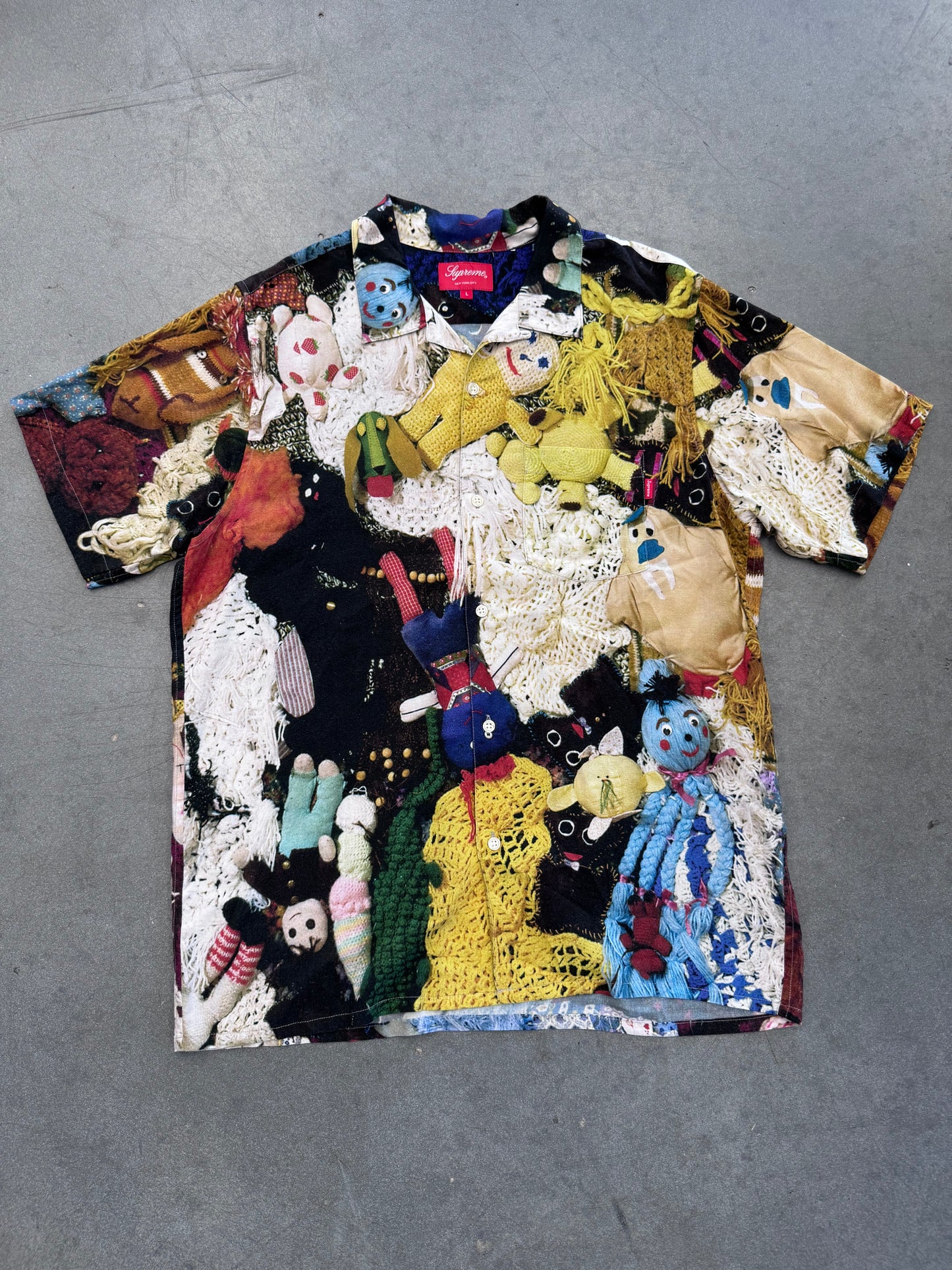 FW18 SUPREME X MIKE KELLY "MORE LOVE HOURS THAN CAN EVER BE REPAID RAYON SHIRT