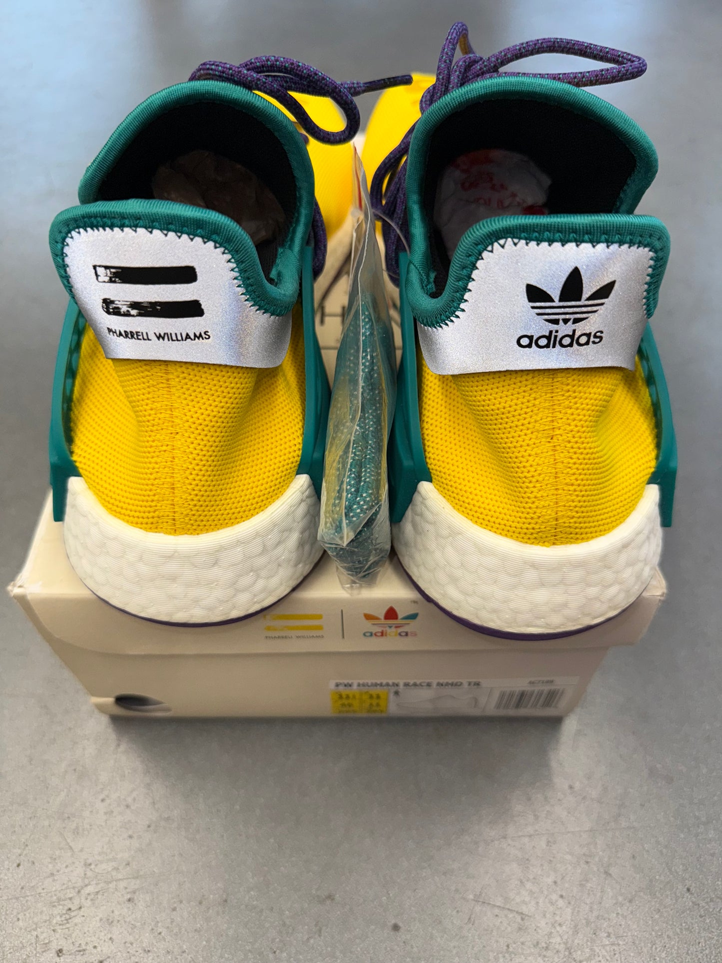 SIZE 11.5 ADIDAS NMD HUMAN RACE PHARRELL YELLOW (F&F) (BRAND NEW WITH BOX)